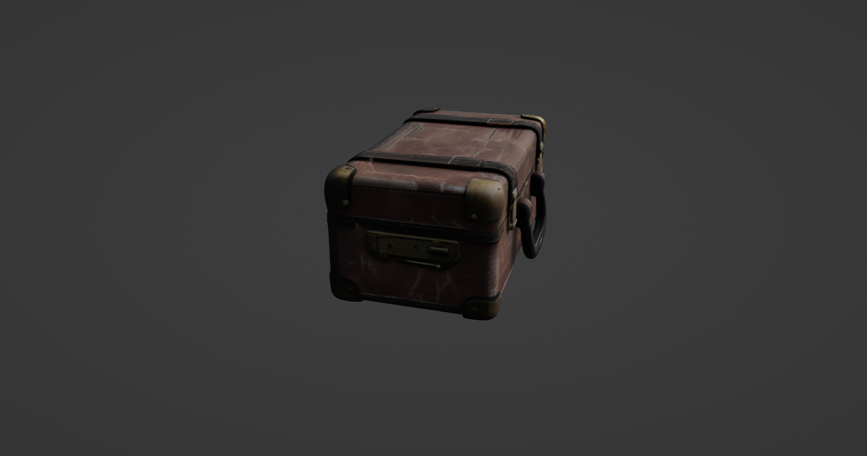 Vintage Leather Suitcase - Antique Travel Chest 3D Model 3D model_7