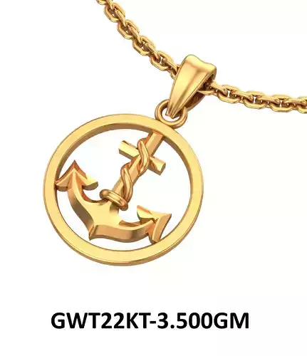 High-Quality Gold Anchor Pendant 3D Model