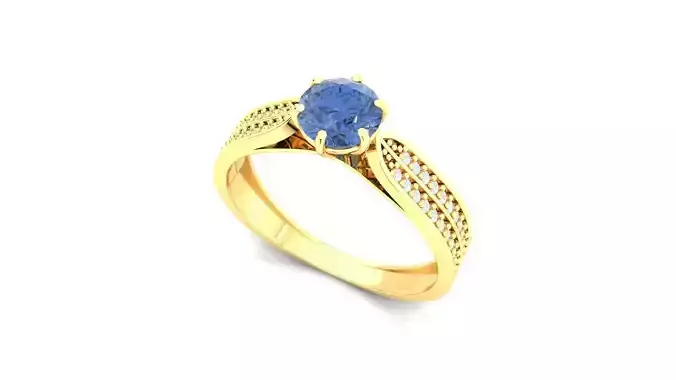 Gold Engagement Ring Luxury Diamond 3D Model Print Ready