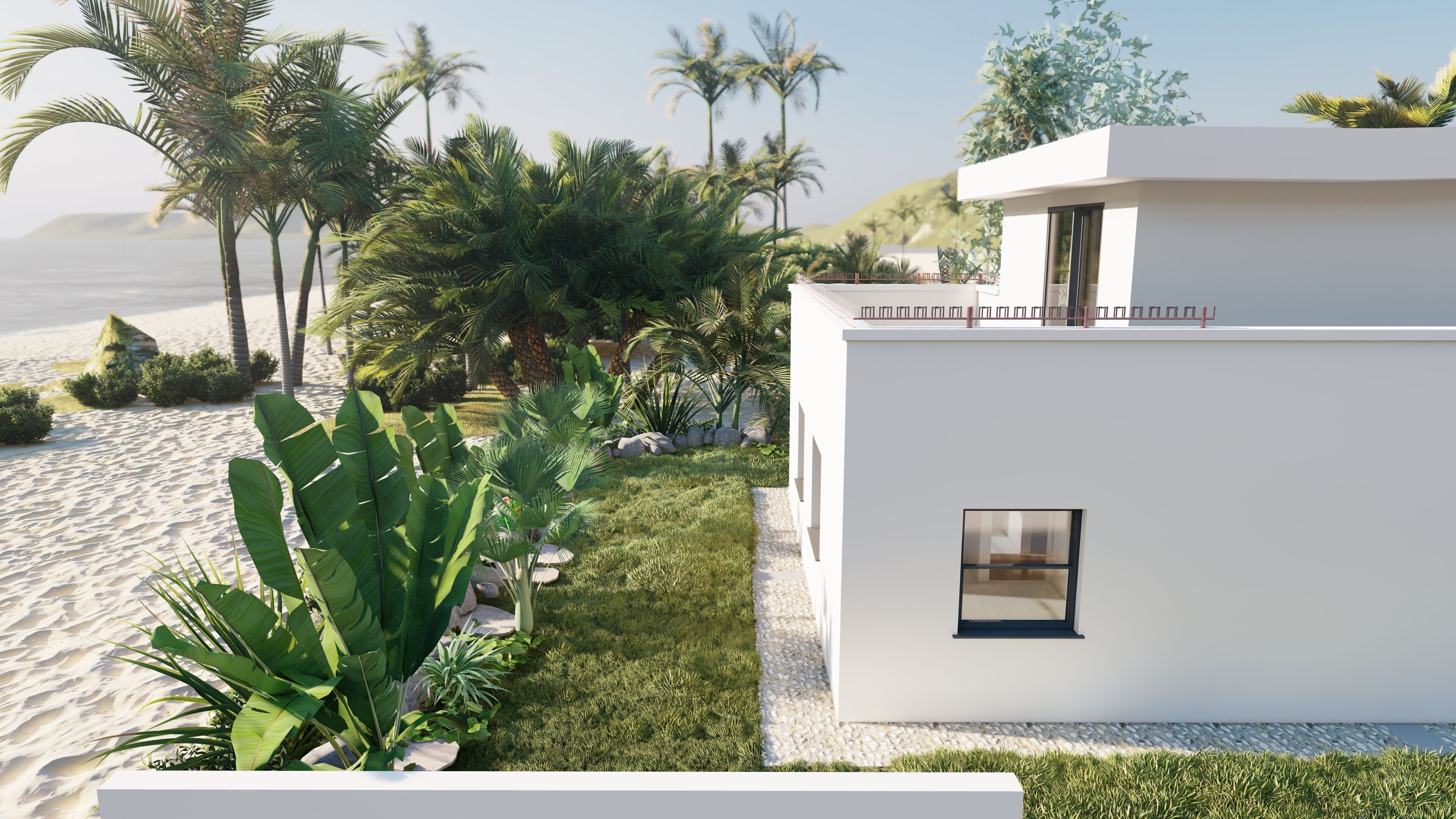 Modern villa beach front house  3D model_1