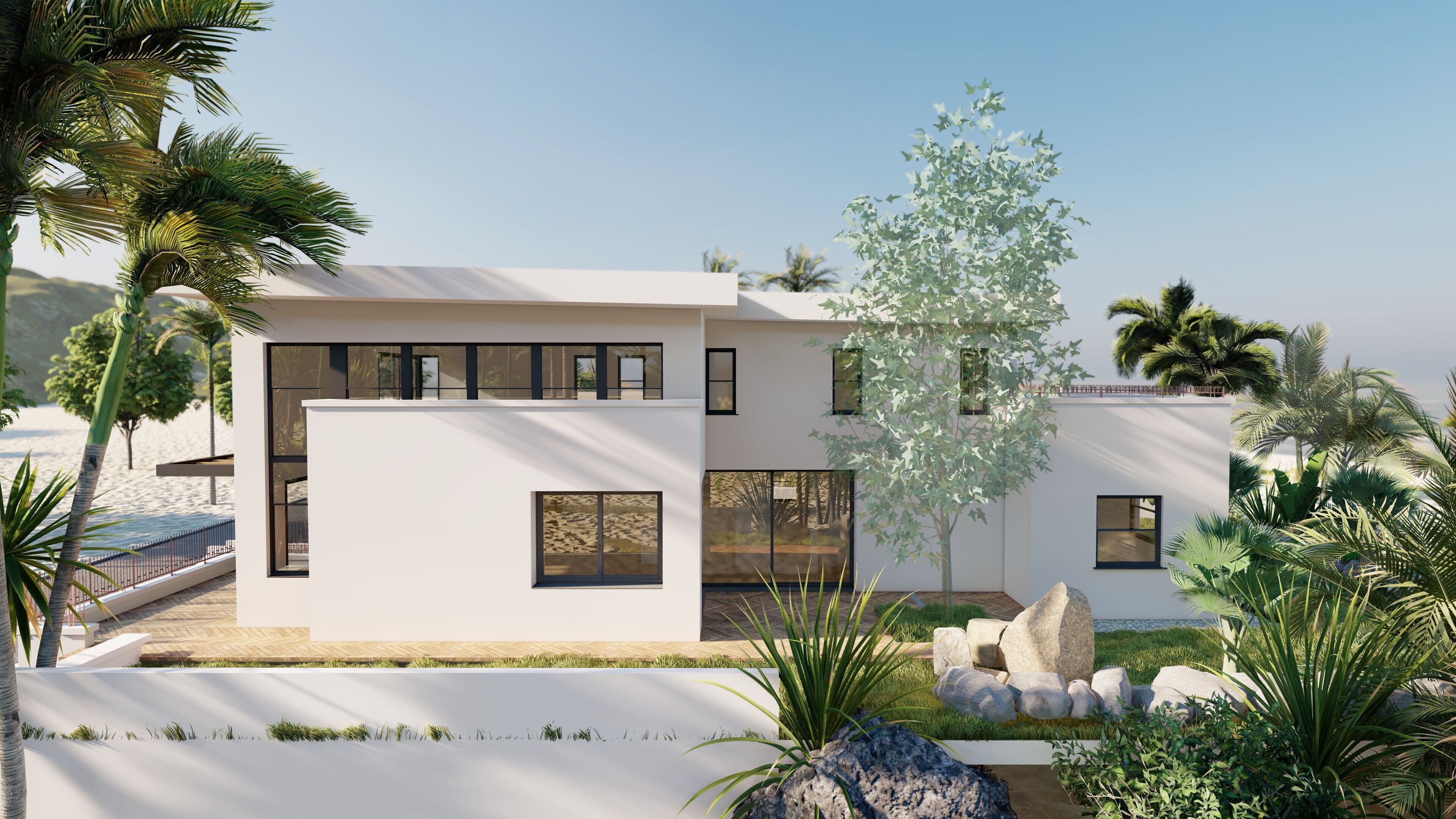 Modern villa beach front house  3D model_4