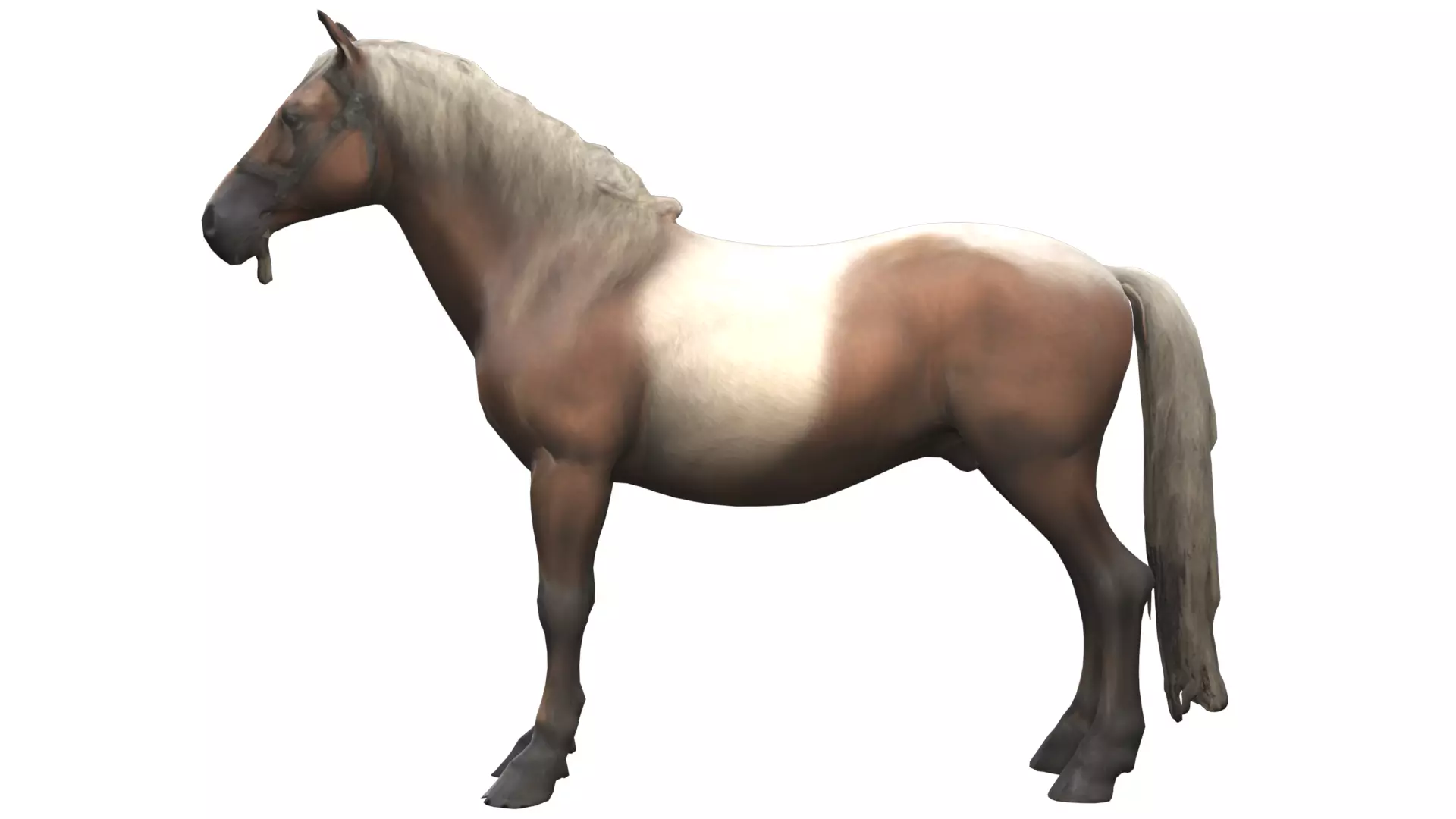 Viking era horse game model Low-poly 3D model