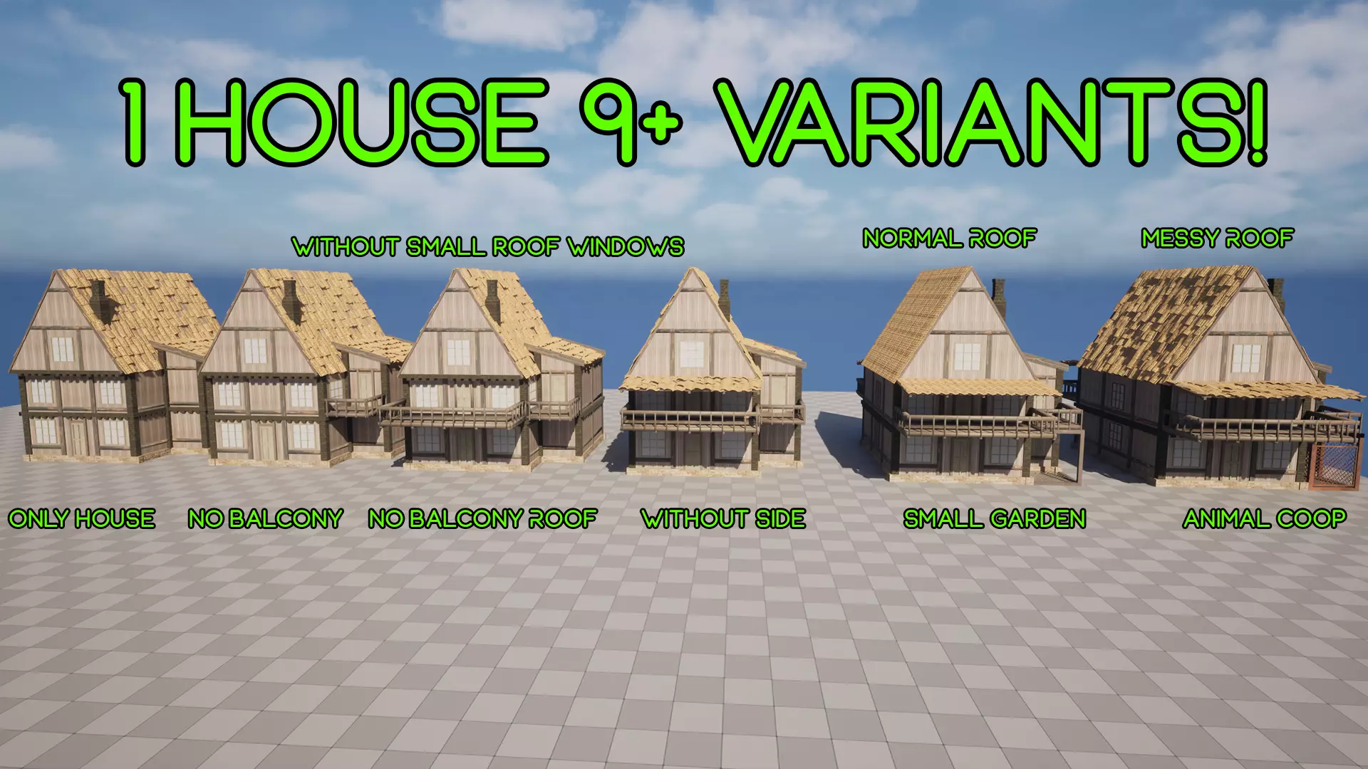 9 House Variants - 4K NEXT GEN game-ready models of town houses Low-poly 3D model