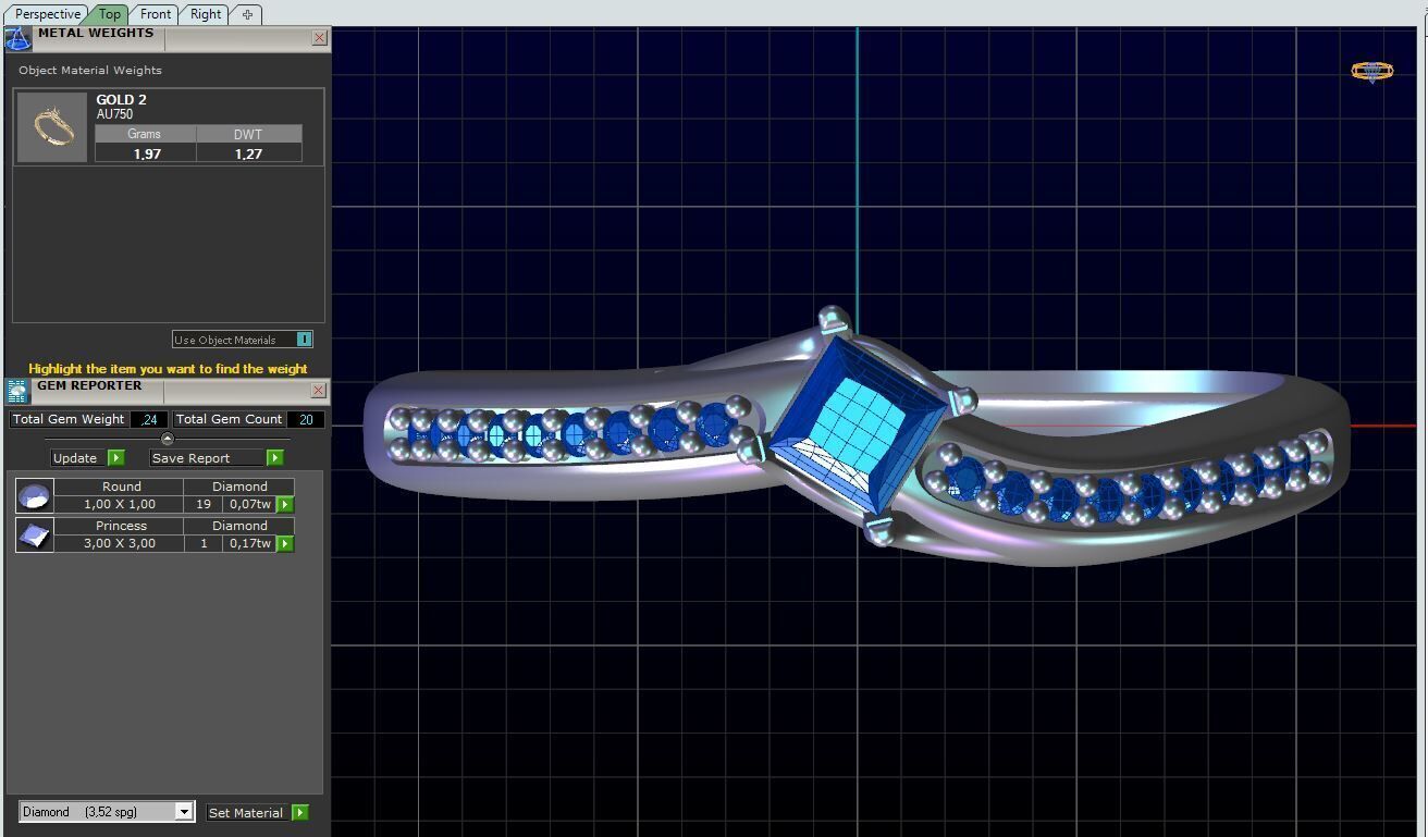 Gold Solitaire Ring Modern Princess Diamond 3D Model Print Ready 3D print model_4