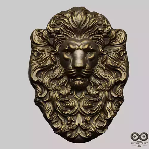 Lion Head Bas Relief No5  STL file for CNC or 
