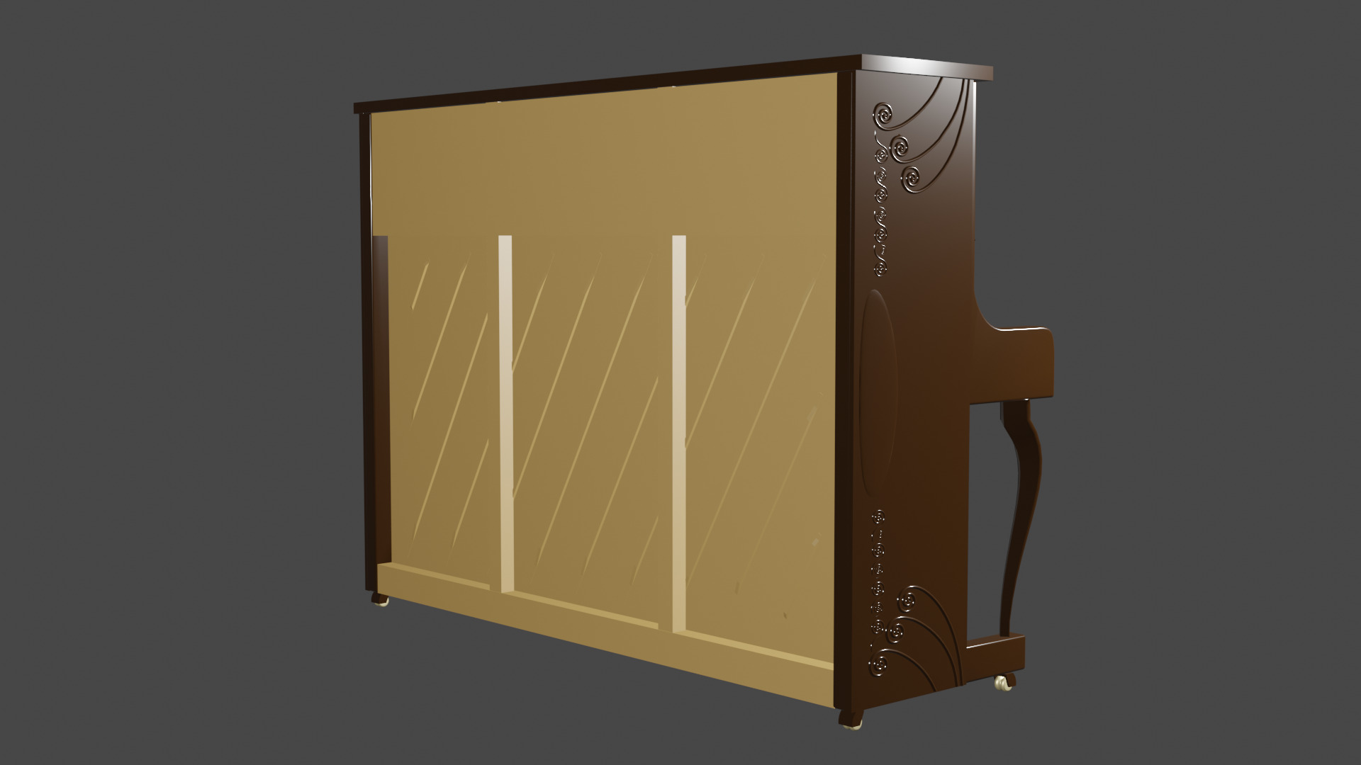 Brown Upright Piano 3D model_6