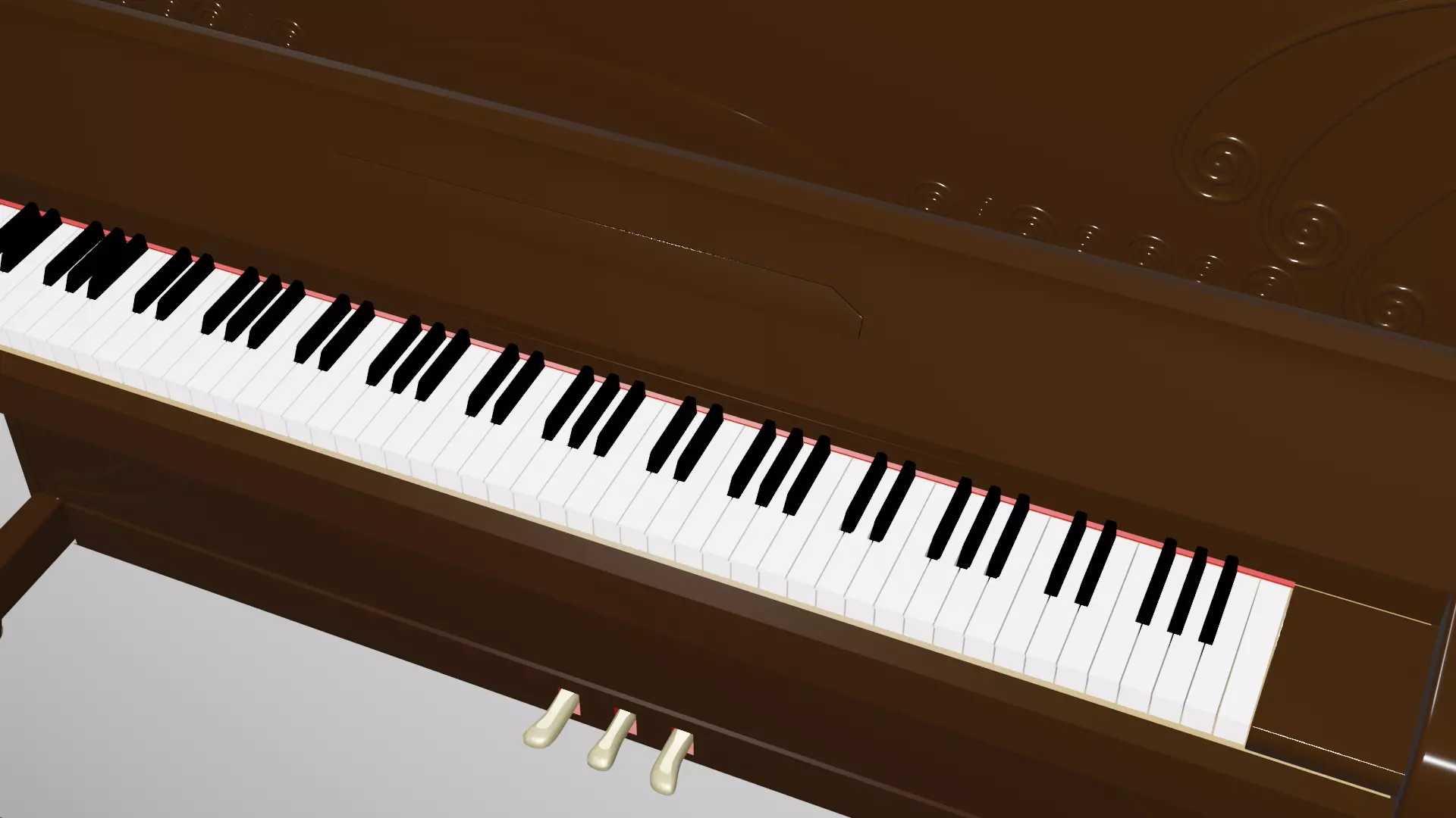 Brown Upright Piano 3D model_0