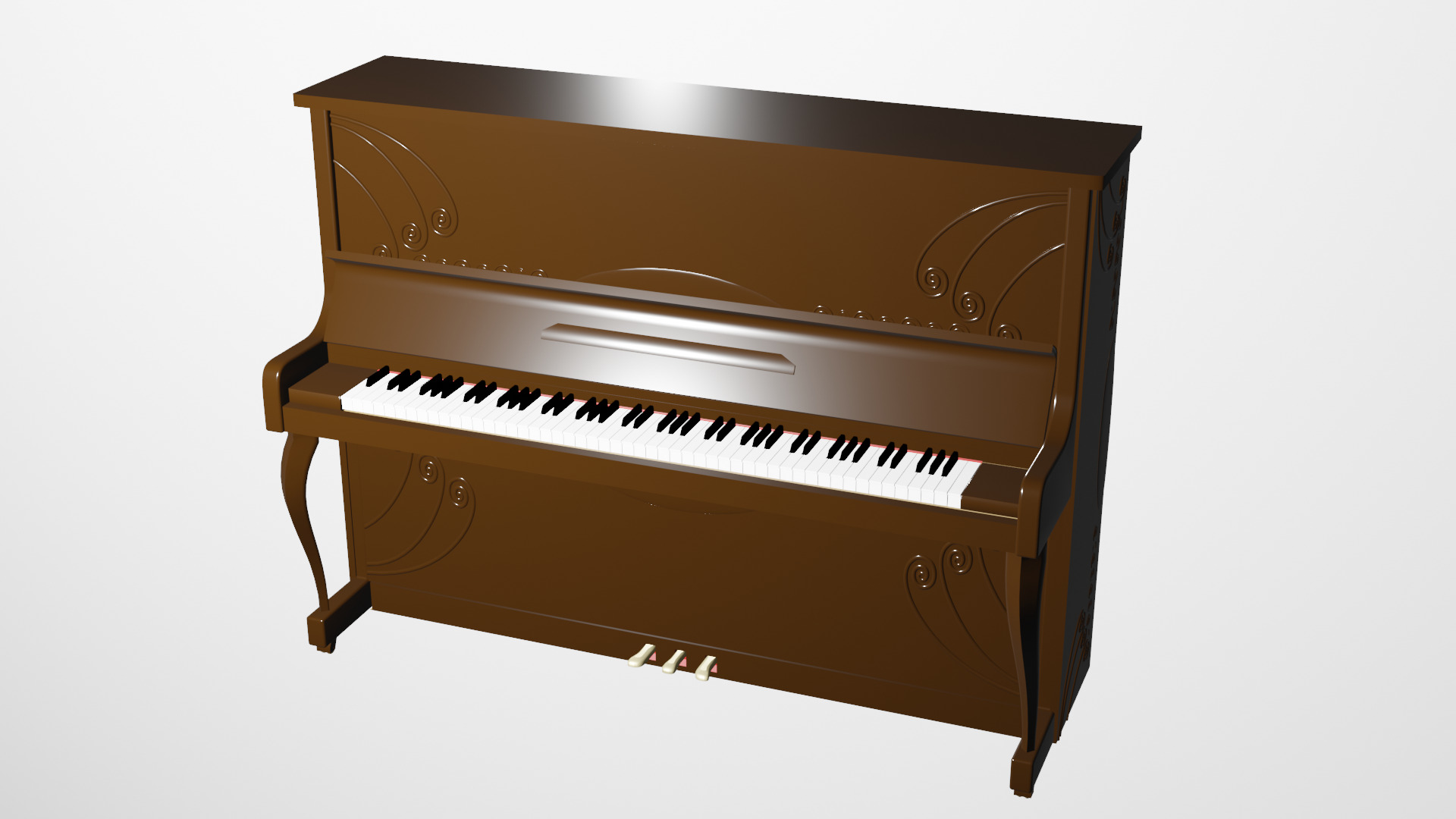 Brown Upright Piano 3D model_1