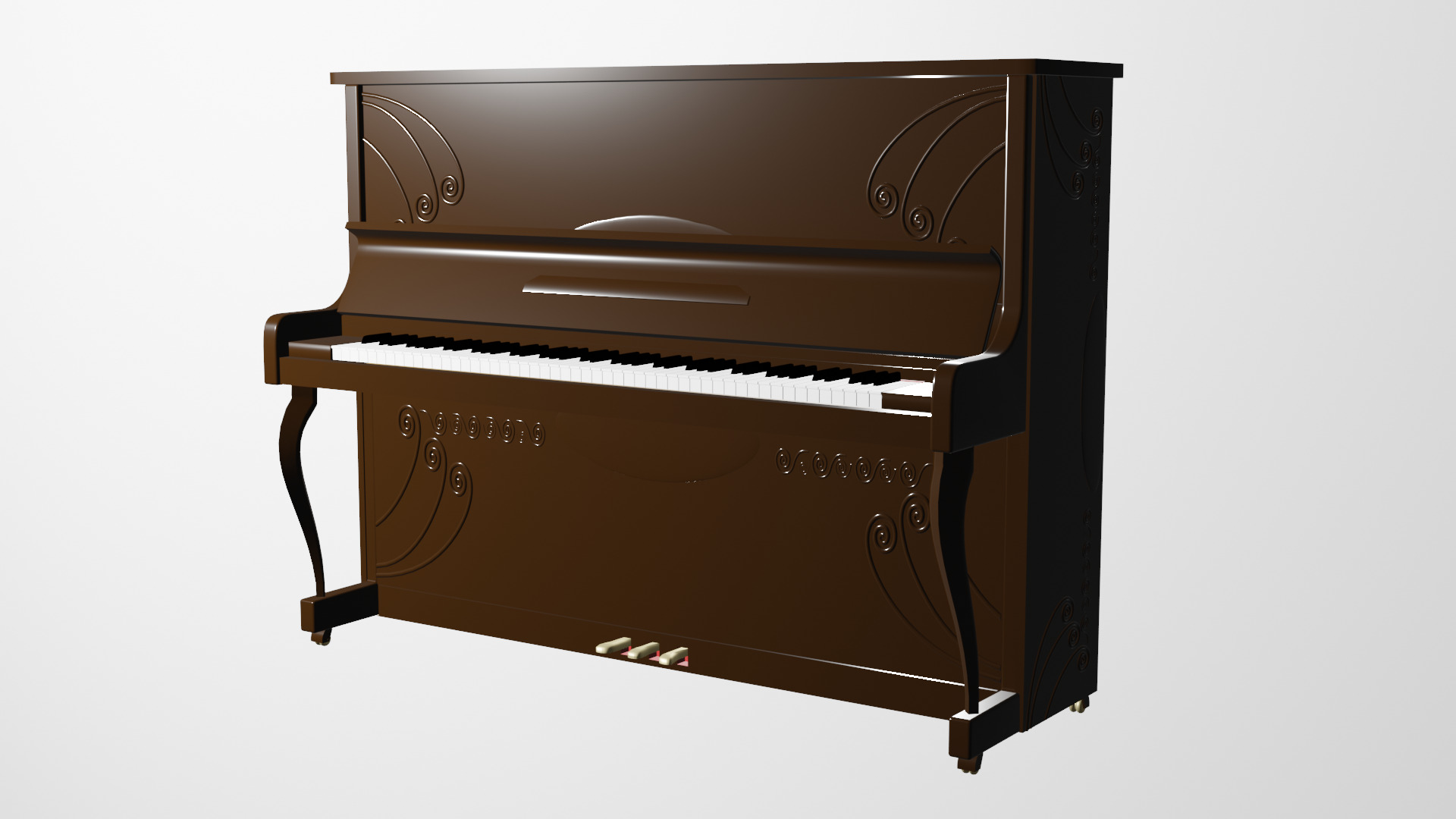 Brown Upright Piano 3D model_3