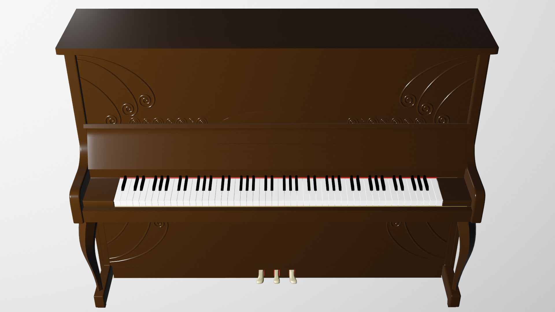 Brown Upright Piano 3D model_4
