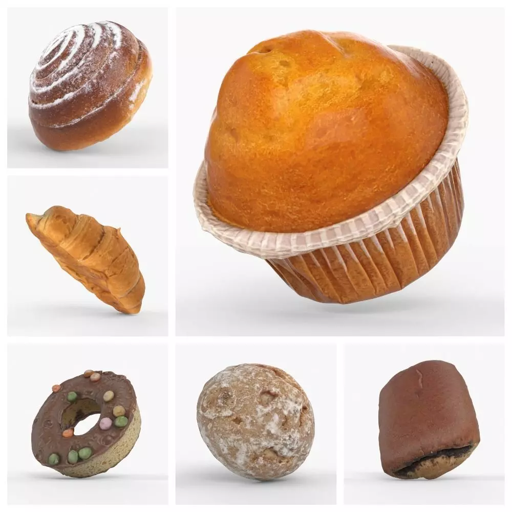 Photorealistic 3D scanning of various sweet bakery 3D Model Collection_0