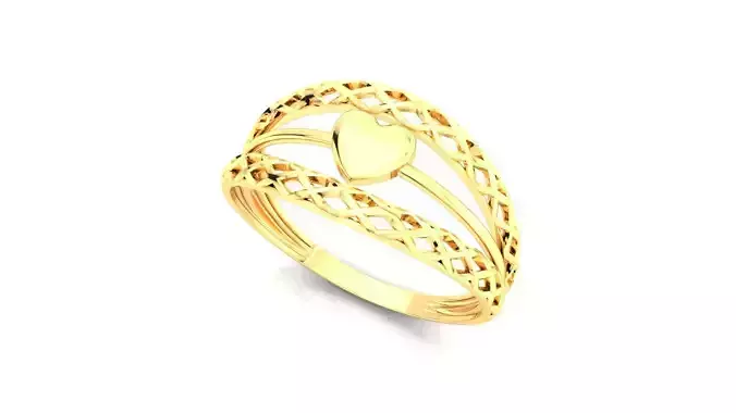 Gold Filigree Ring Heart Design 3D Model Print Ready