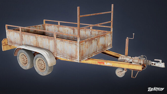 VEHICLES - Old Hitch Trailer 01 - LOW POLY AND NANITE Low-poly 3D model