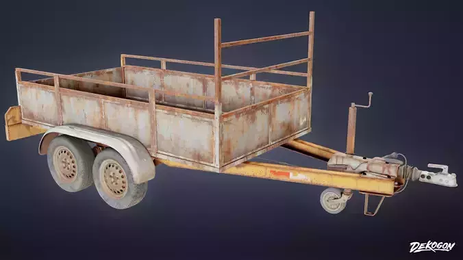 VEHICLES - Old Hitch Trailer 01 - LOW POLY AND NANITE 3D model