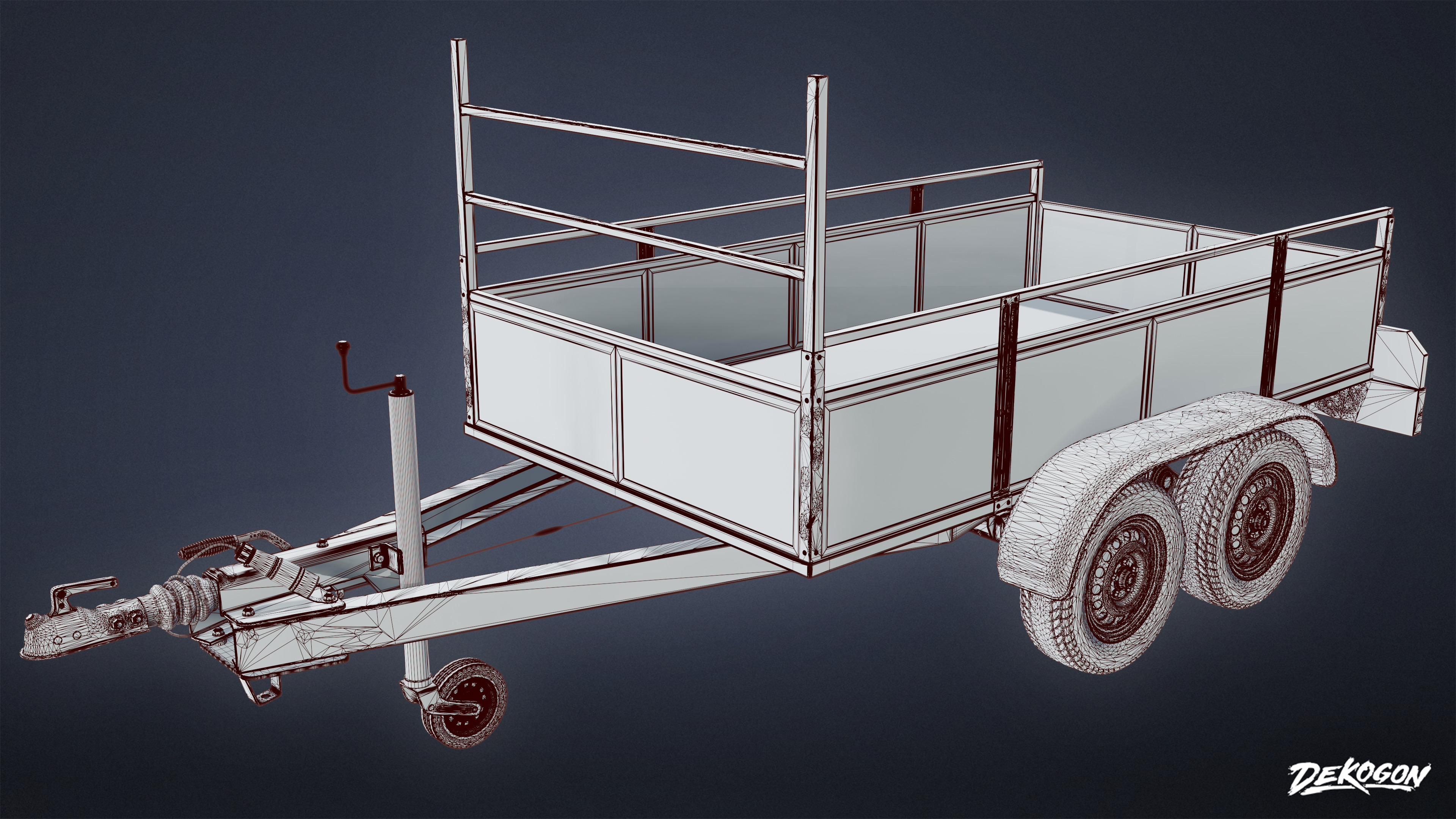 VEHICLES - Old Hitch Trailer 01 - LOW POLY AND NANITE 3D model_8