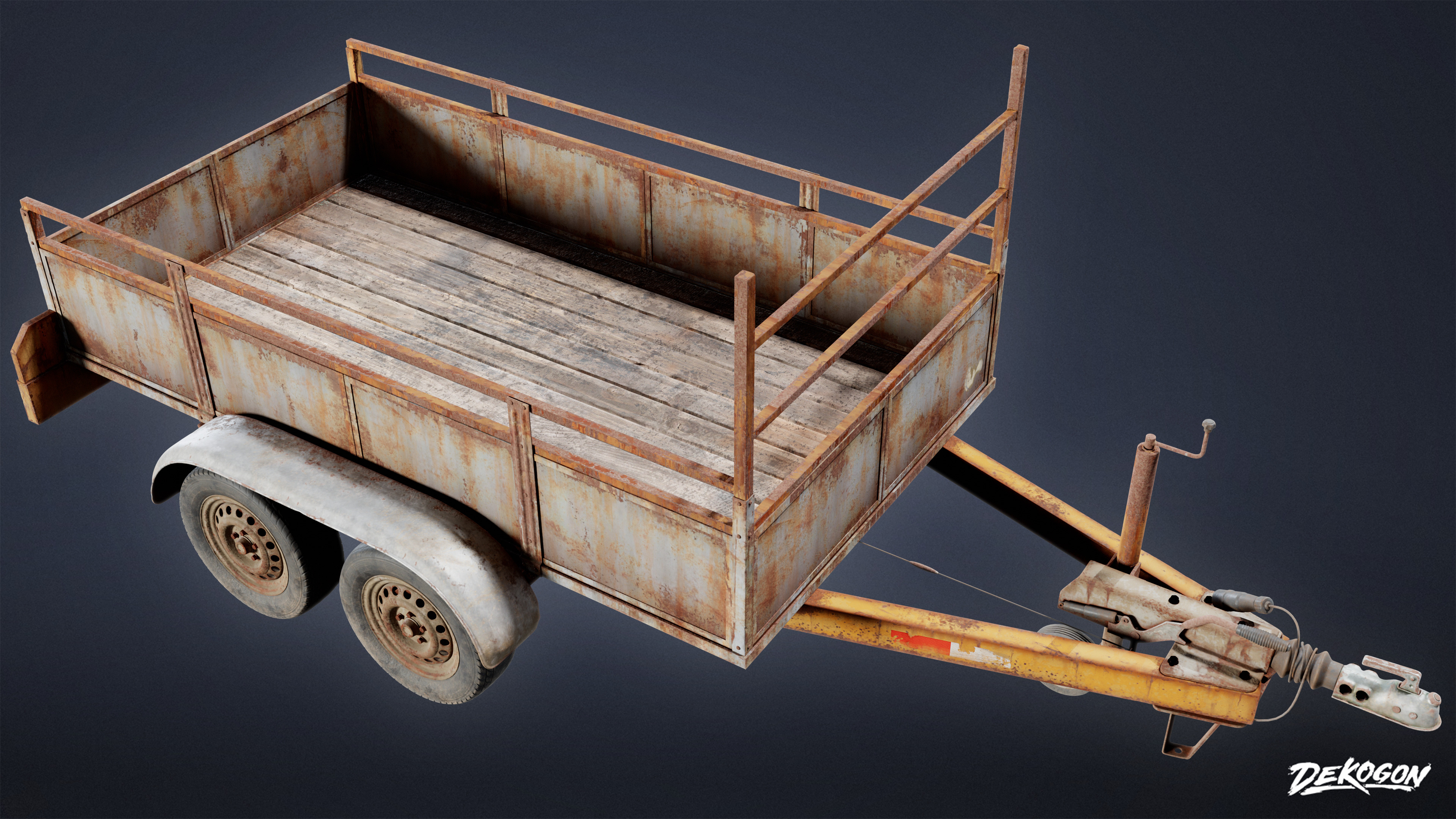 VEHICLES - Old Hitch Trailer 01 - LOW POLY AND NANITE 3D model_4