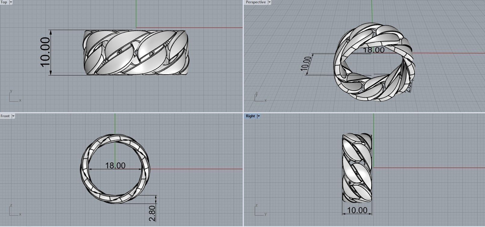 Cuban Ring Chain ring 3D print model_5