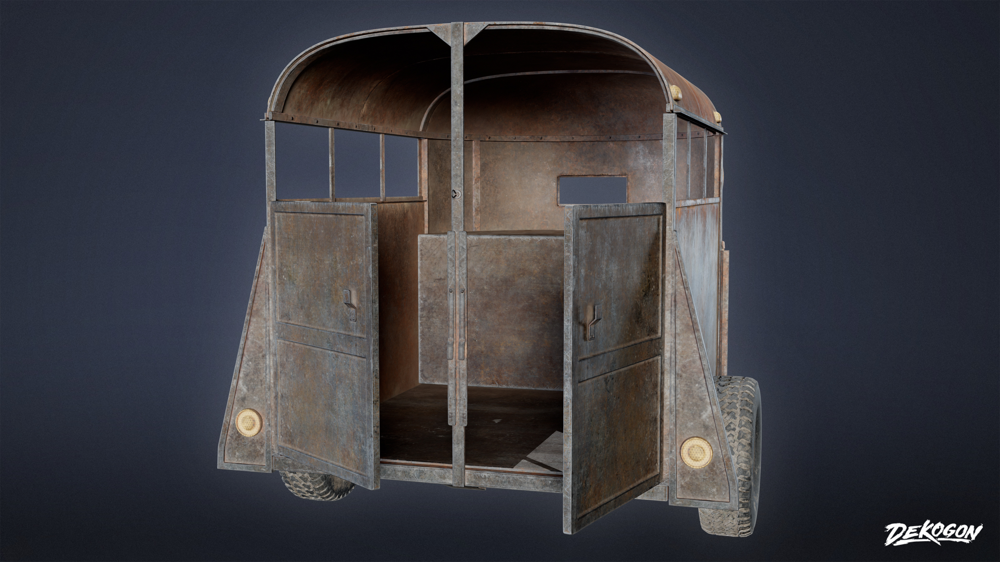 VEHICLES - Old Horse Trailer 01 - LOW POLY AND NANITE Low-poly 3D model_5