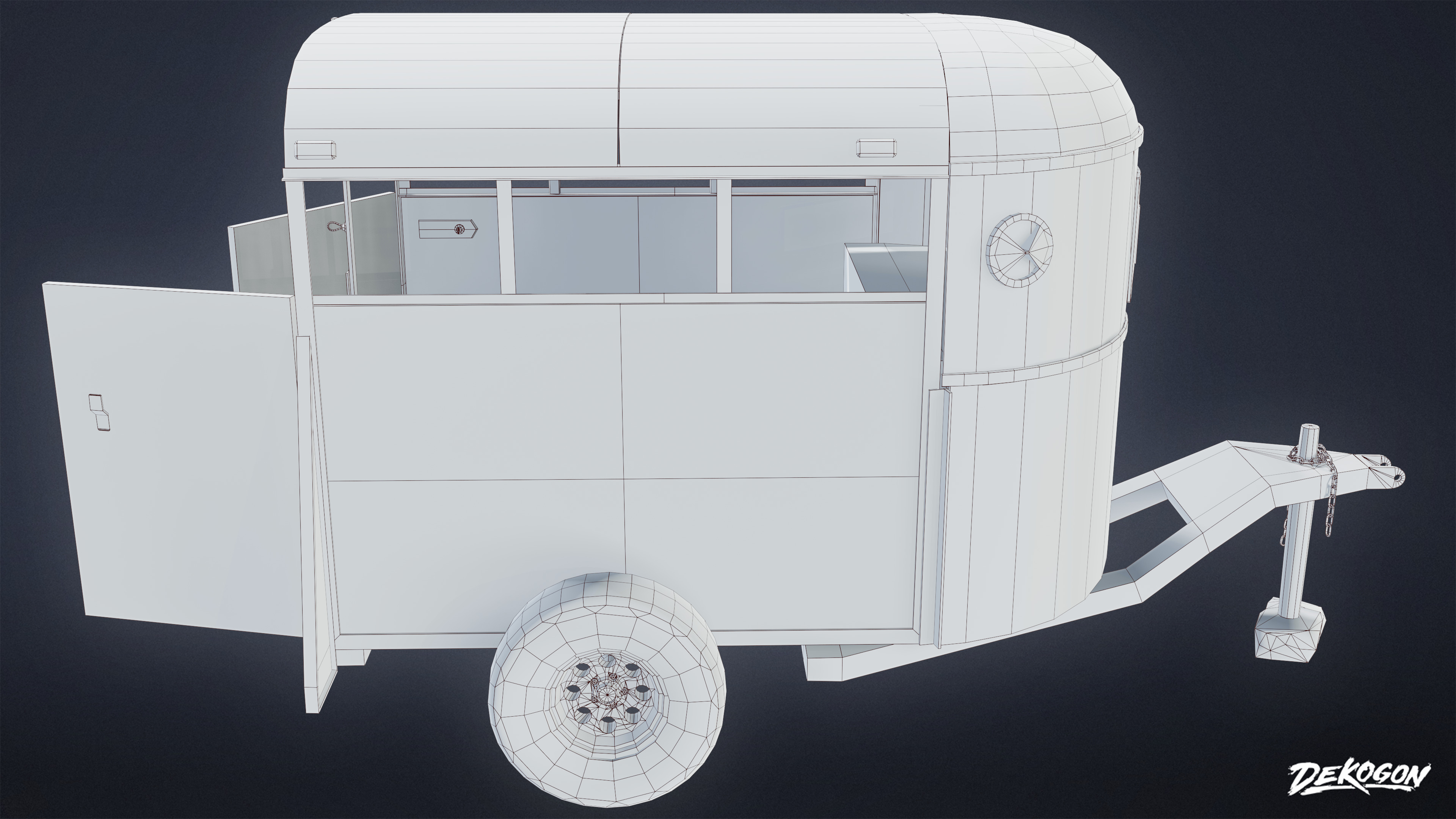VEHICLES - Old Horse Trailer 01 - LOW POLY AND NANITE Low-poly 3D model_8