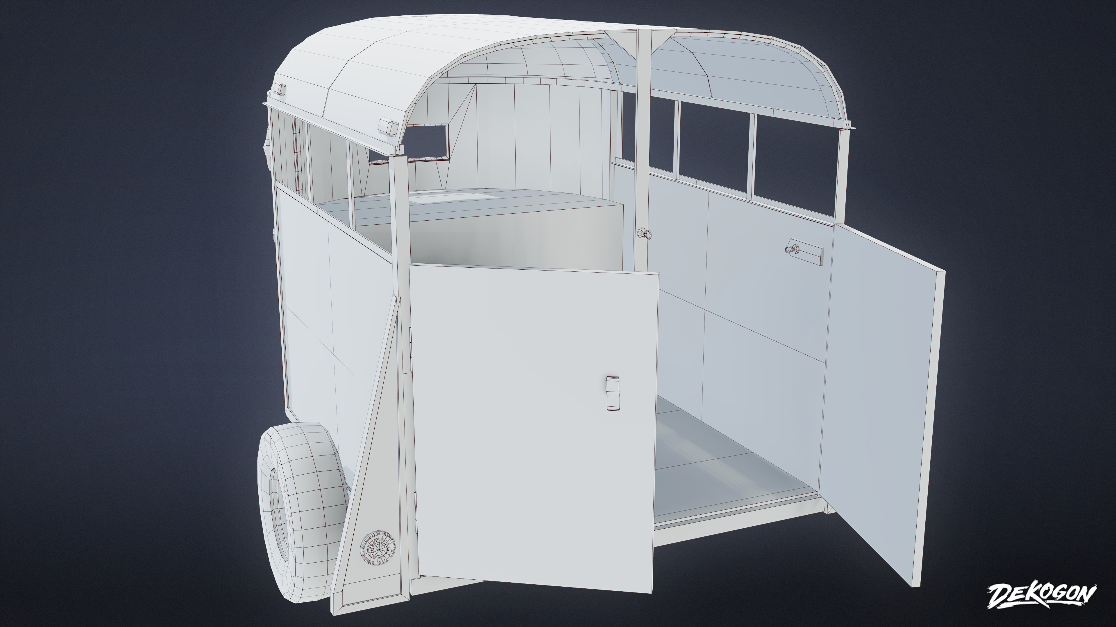 VEHICLES - Old Horse Trailer 01 - LOW POLY AND NANITE Low-poly 3D model_9