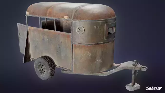 VEHICLES - Old Horse Trailer 01 - LOW POLY AND NANITE Low-poly 3D model