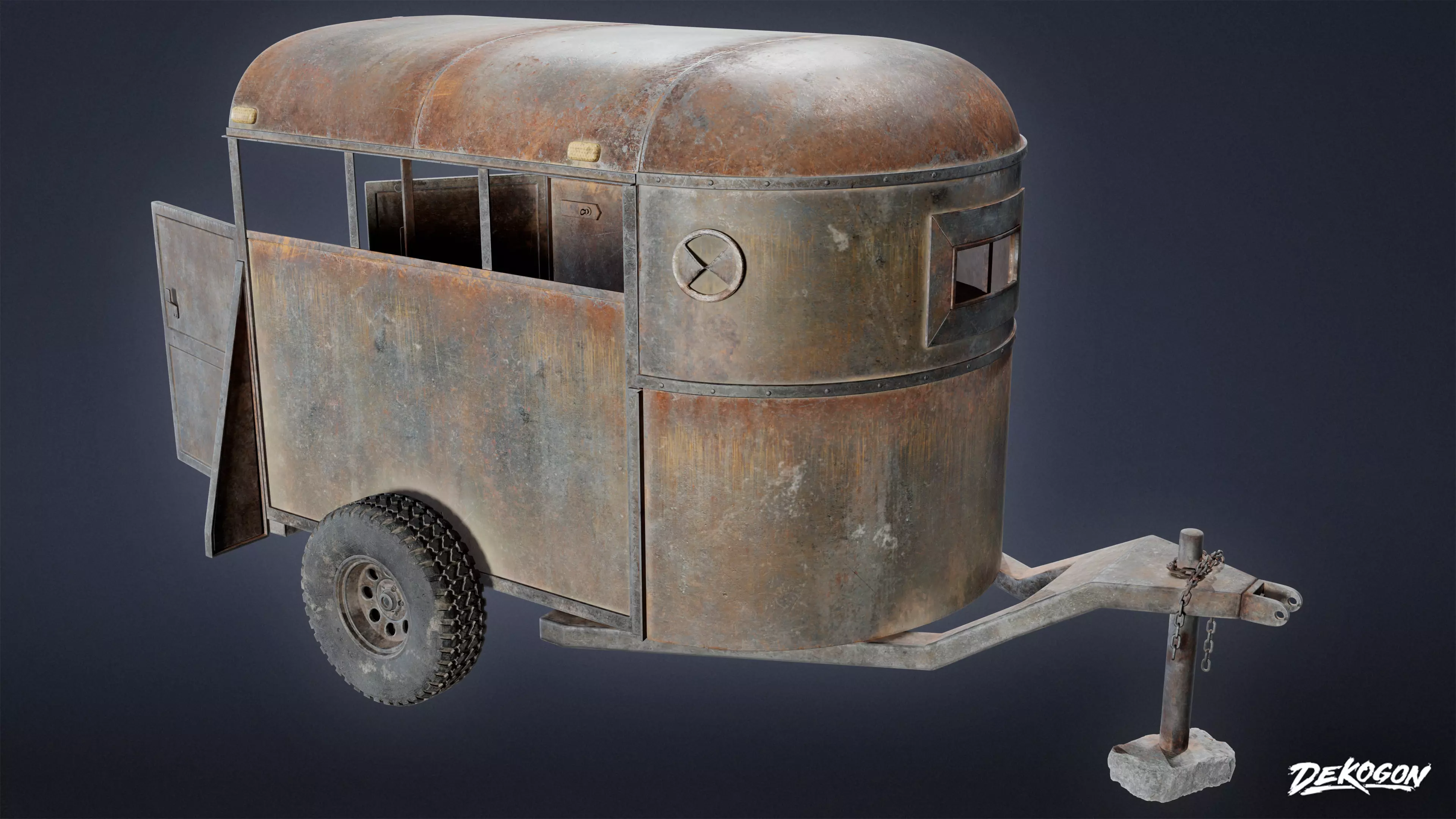 VEHICLES - Old Horse Trailer 01 - LOW POLY AND NANITE Low-poly 3D model_0