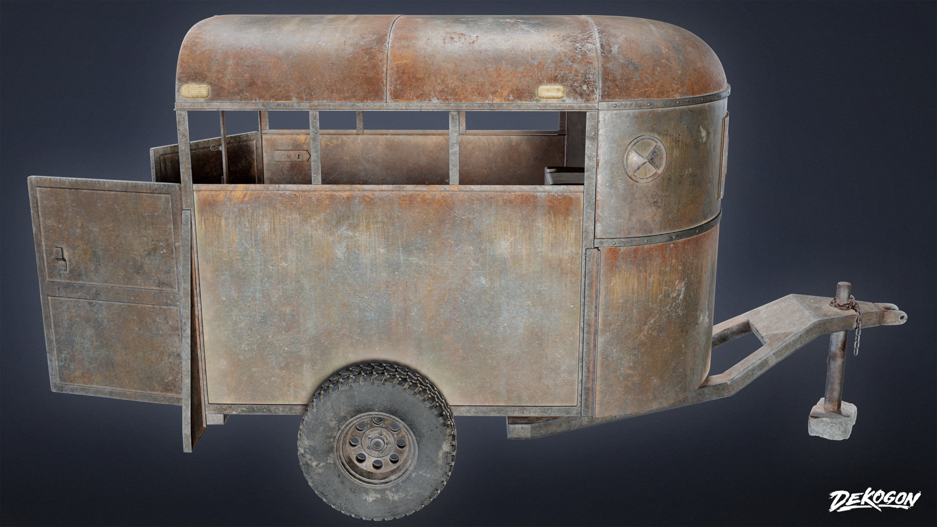 VEHICLES - Old Horse Trailer 01 - LOW POLY AND NANITE Low-poly 3D model_1