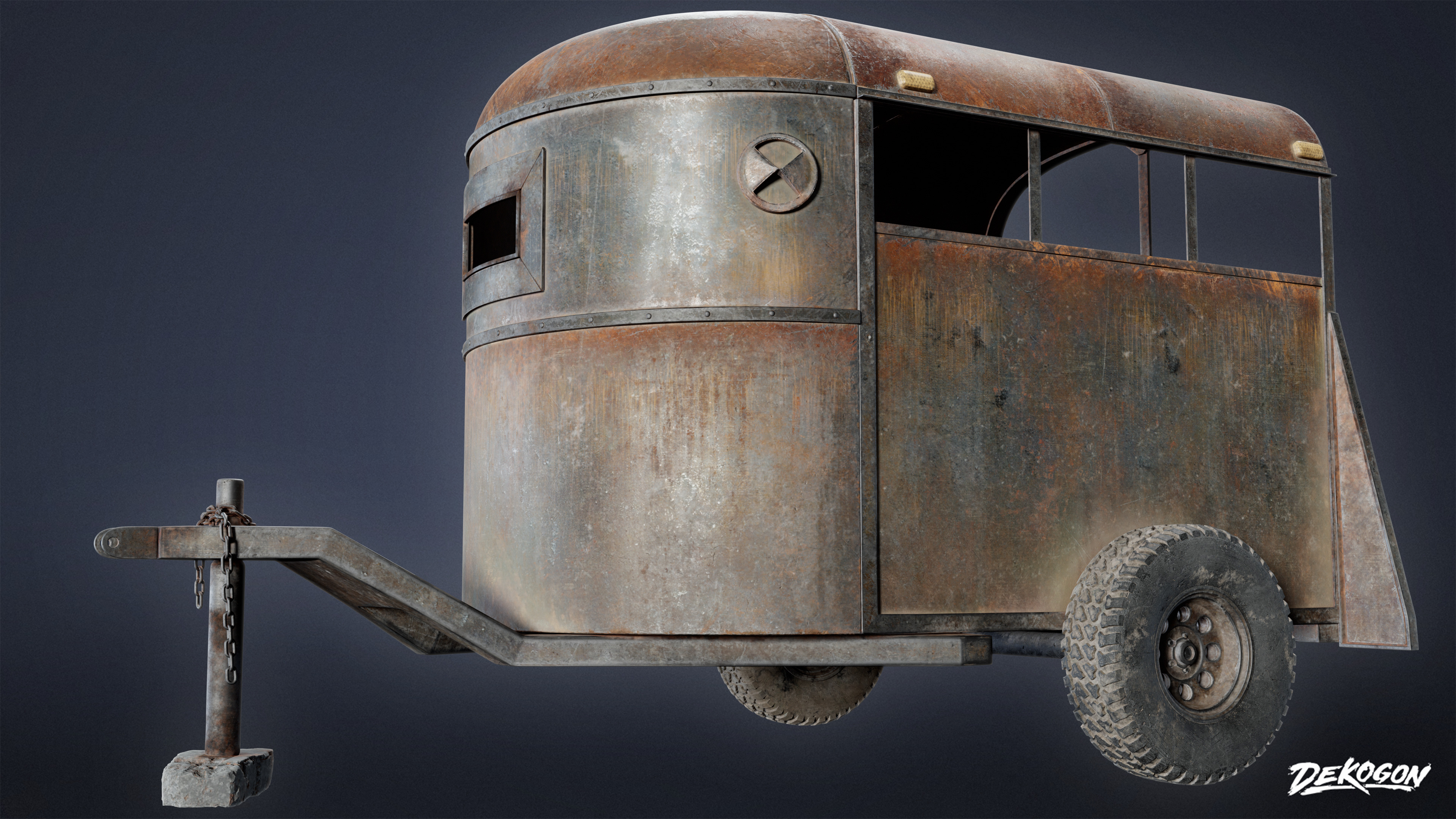 VEHICLES - Old Horse Trailer 01 - LOW POLY AND NANITE Low-poly 3D model_2