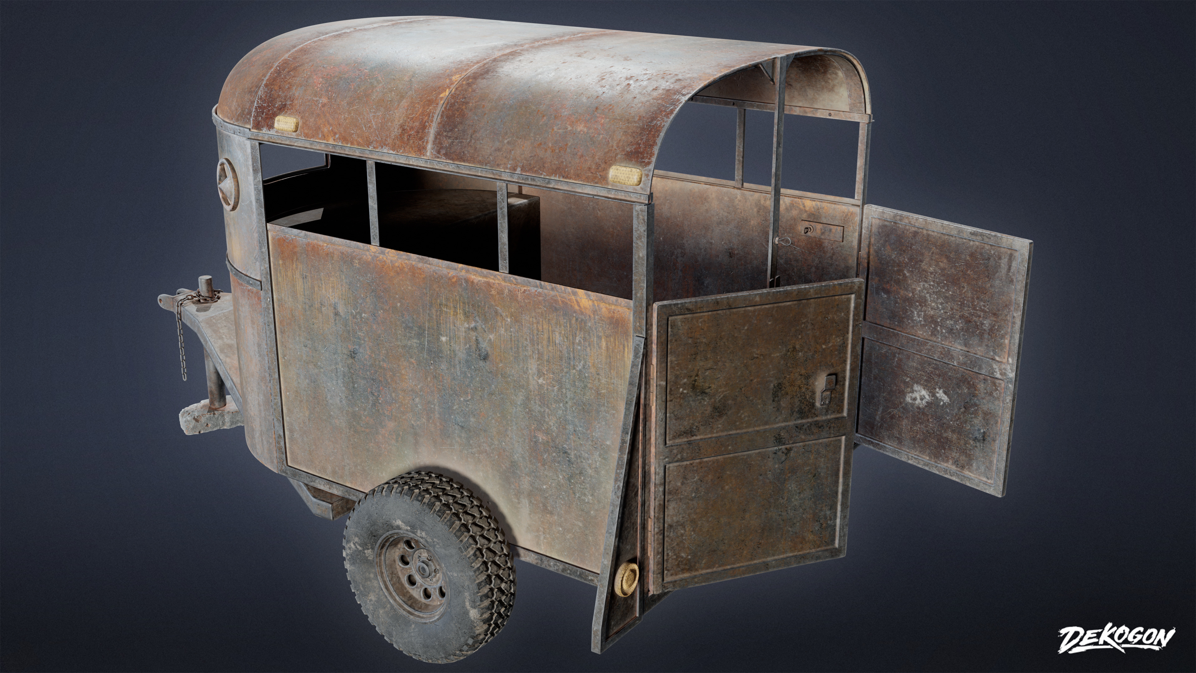 VEHICLES - Old Horse Trailer 01 - LOW POLY AND NANITE Low-poly 3D model_4