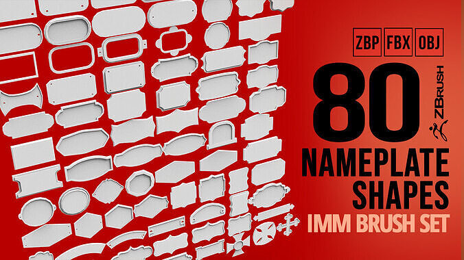80 monument or sculpture sign board nameplate imm zbrush set 3D model