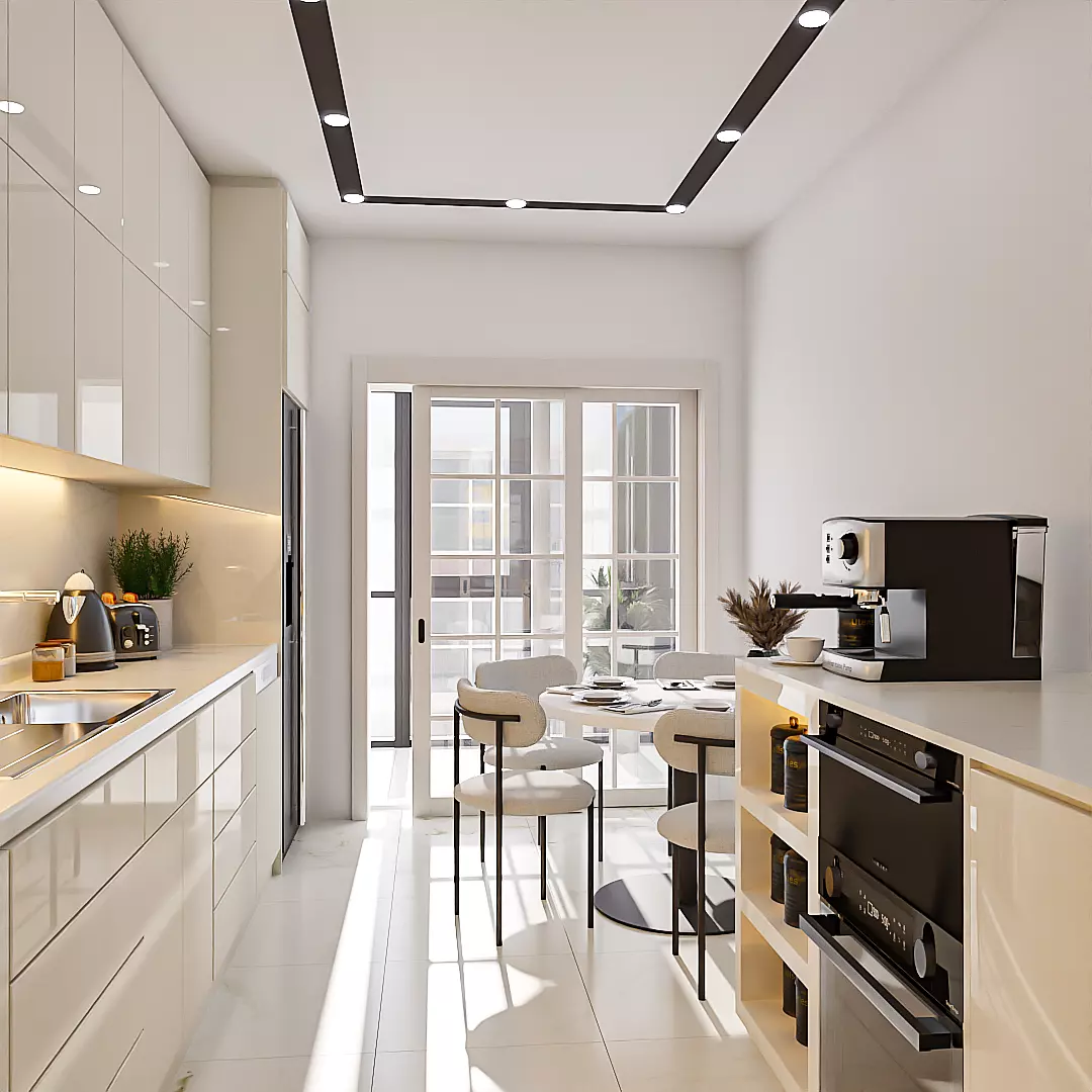 architectural kitchen design Low-poly 3D model_0