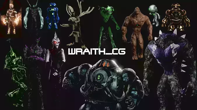 Ben10 13 Aliens Bundle Ultimate Alien WraithCG 3D model
