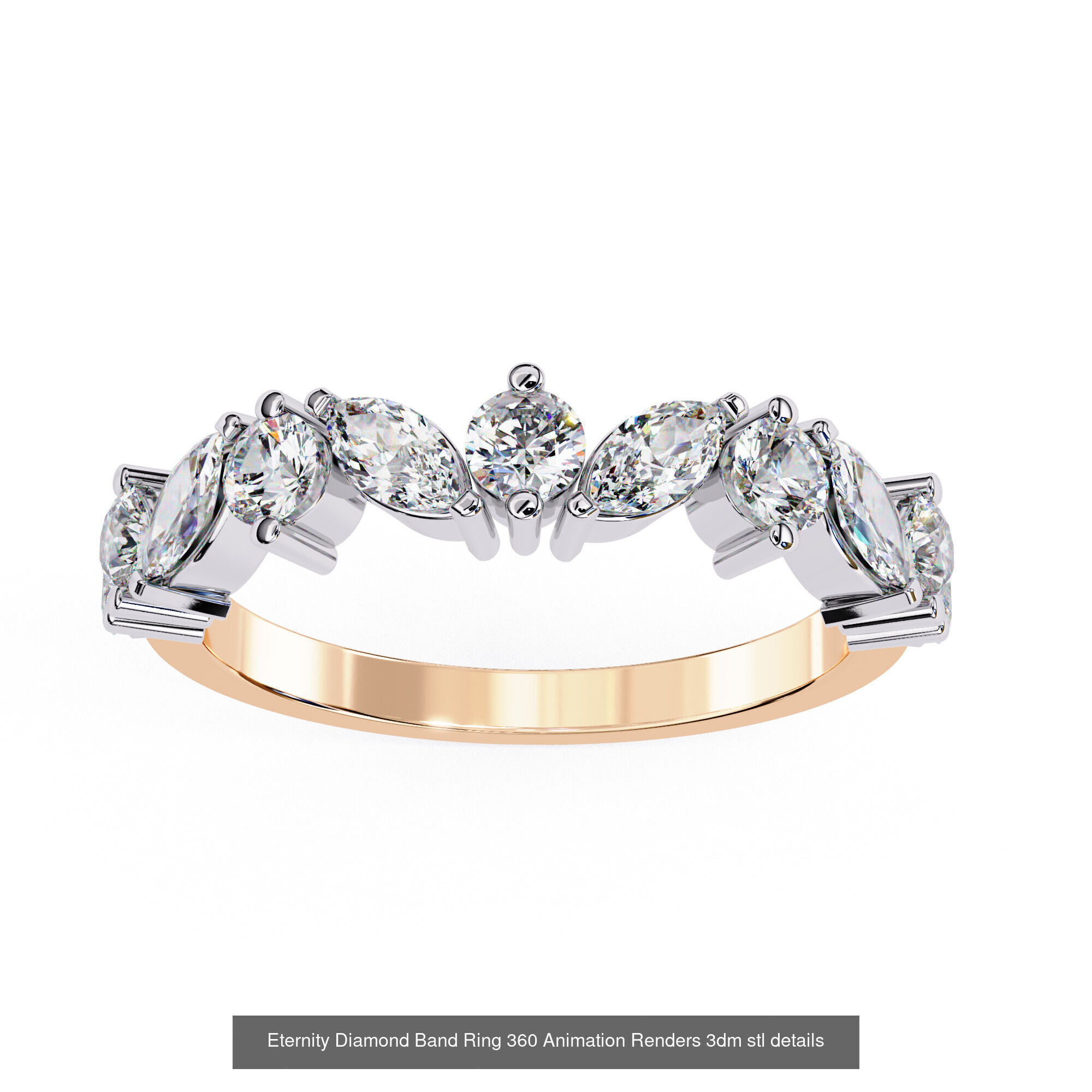 24 Eternity Diamond Band Ring 360 Animation Renders 3dm stl  3D Model Collection_4