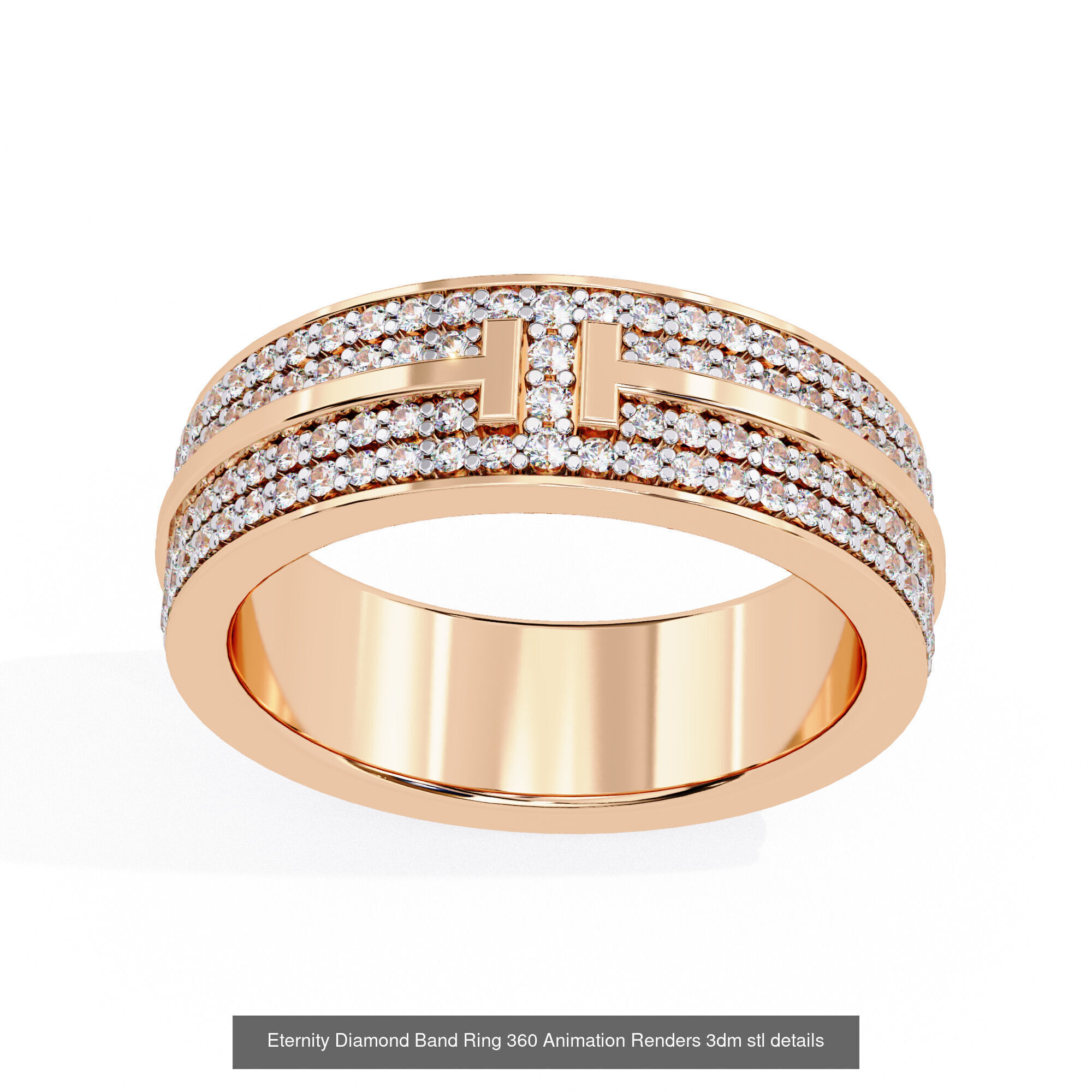 24 Eternity Diamond Band Ring 360 Animation Renders 3dm stl  3D Model Collection_9