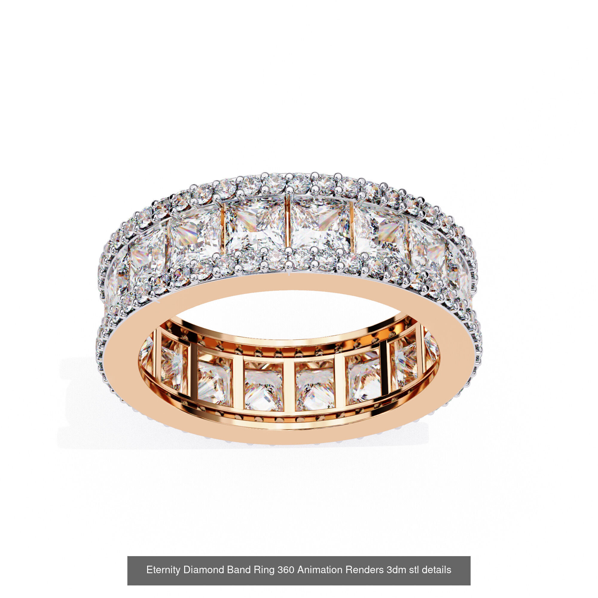 24 Eternity Diamond Band Ring 360 Animation Renders 3dm stl  3D Model Collection_5