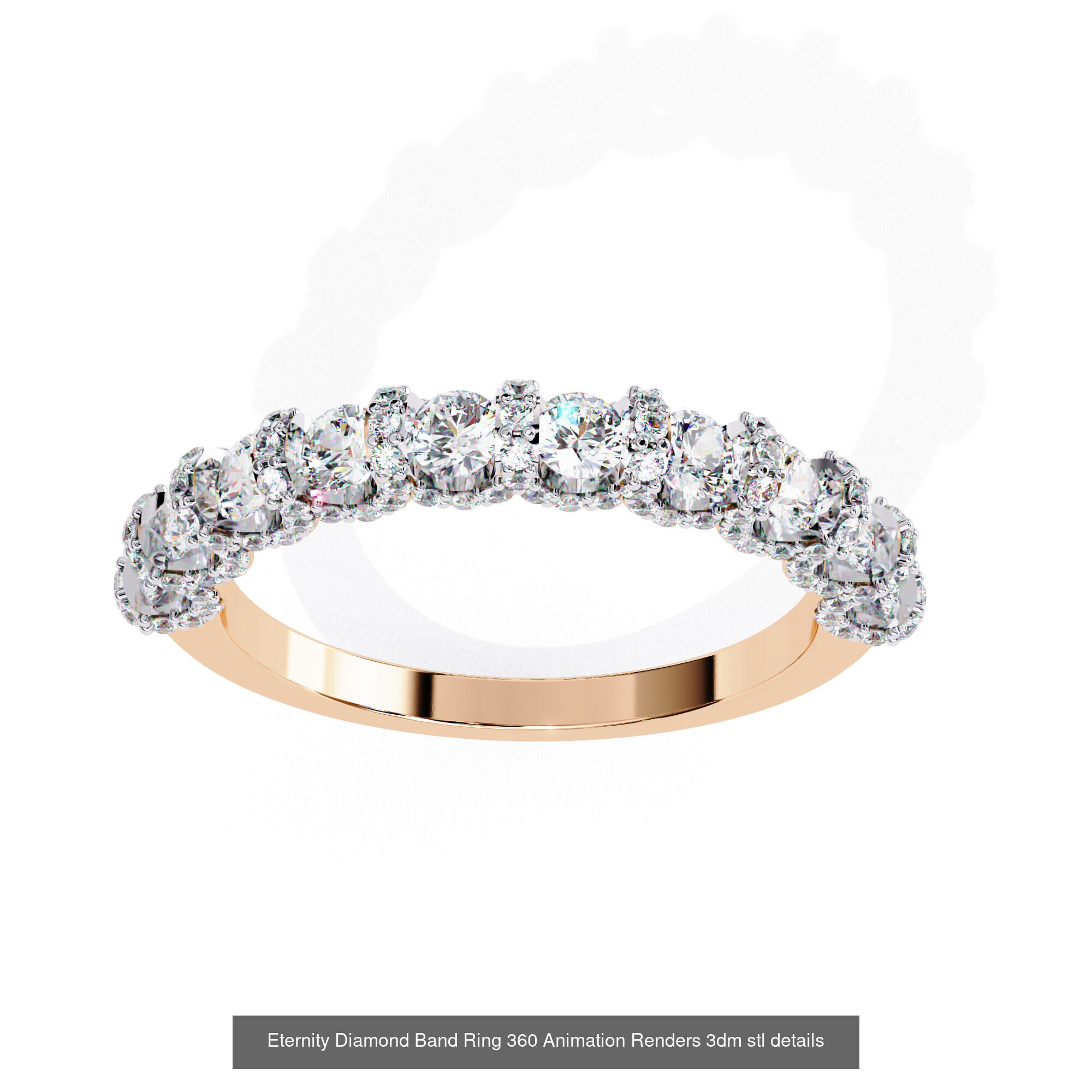 24 Eternity Diamond Band Ring 360 Animation Renders 3dm stl  3D Model Collection_21