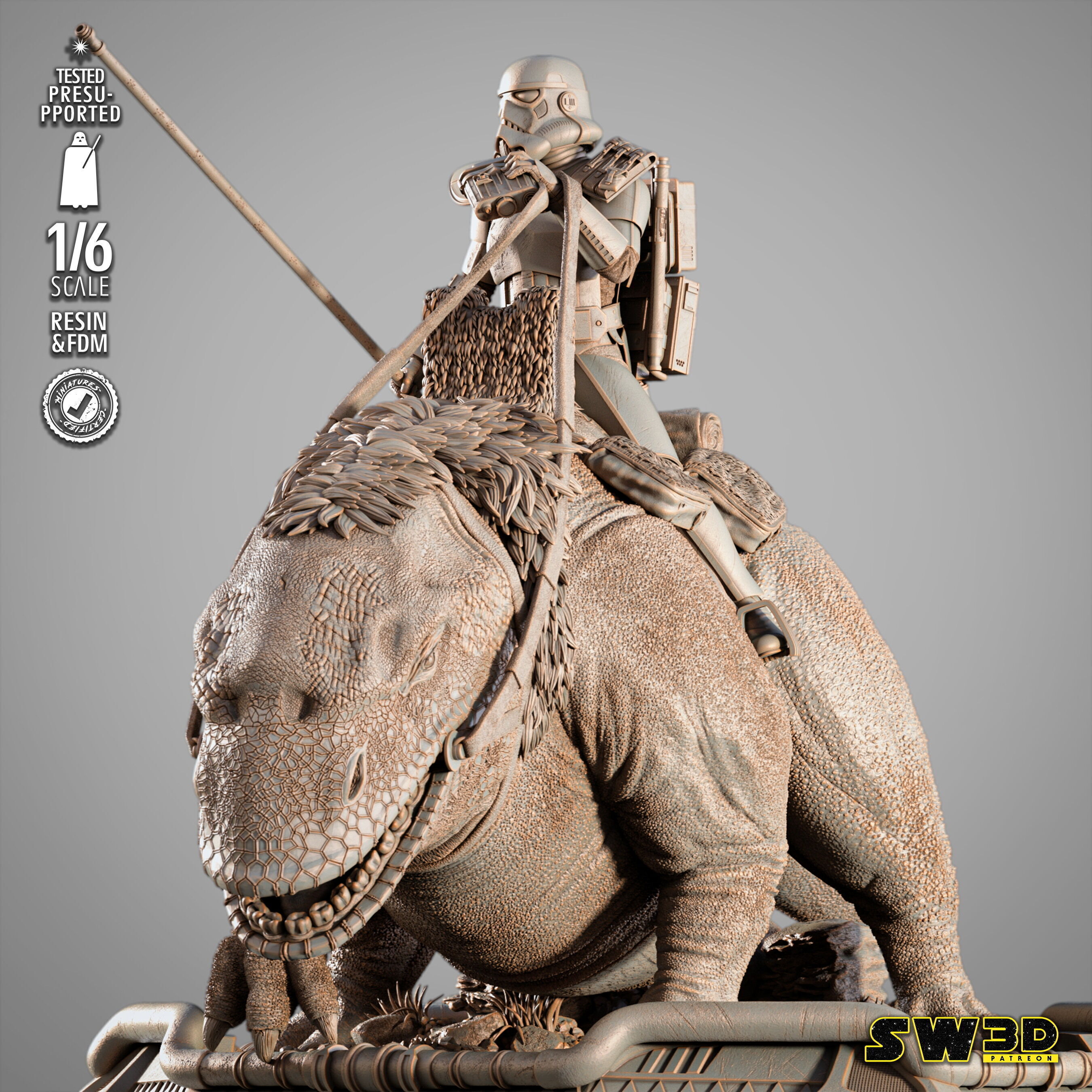 STAR WARS Sand Trooper in Dewback Sculpture 3D print model_25