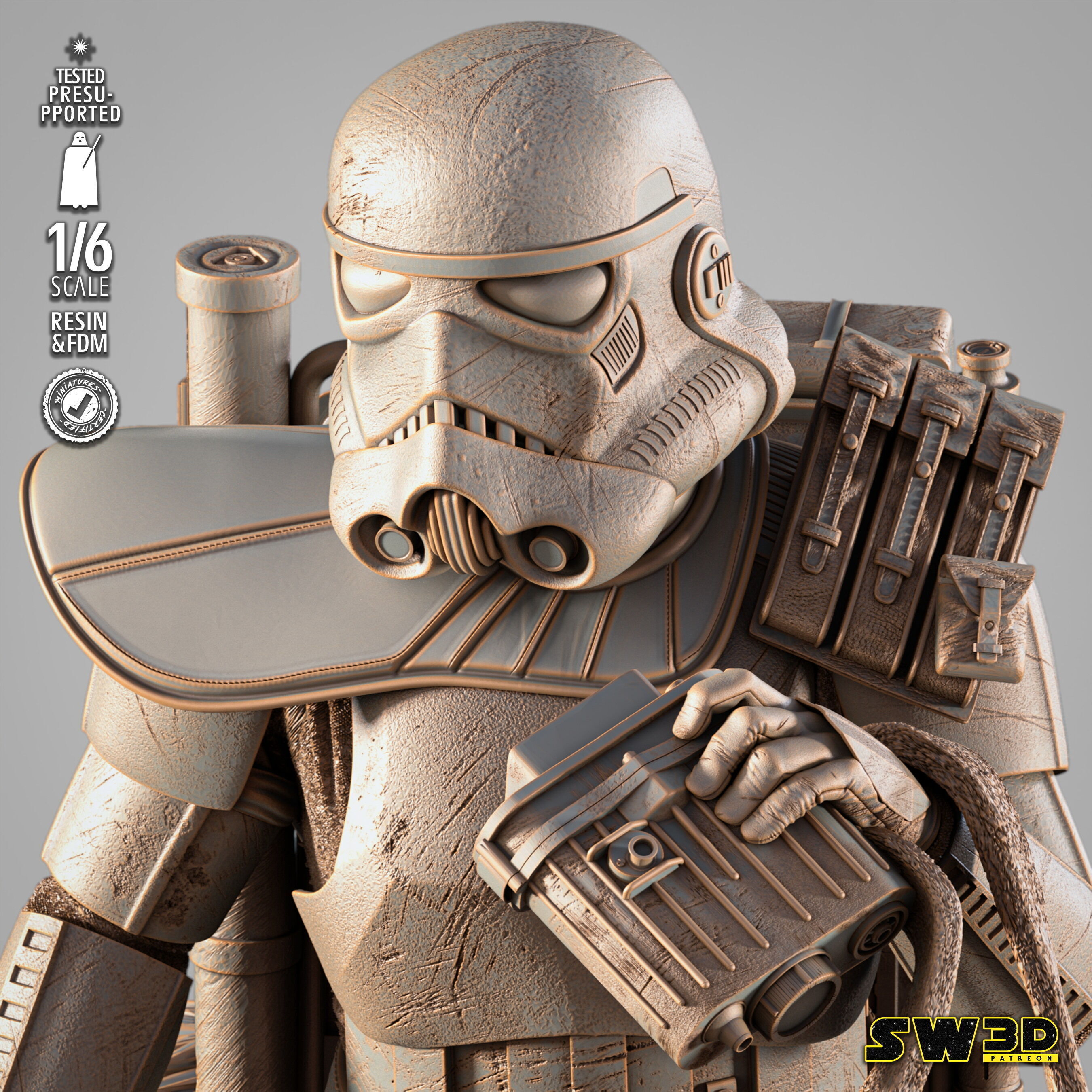 STAR WARS Sand Trooper in Dewback Sculpture 3D print model_7