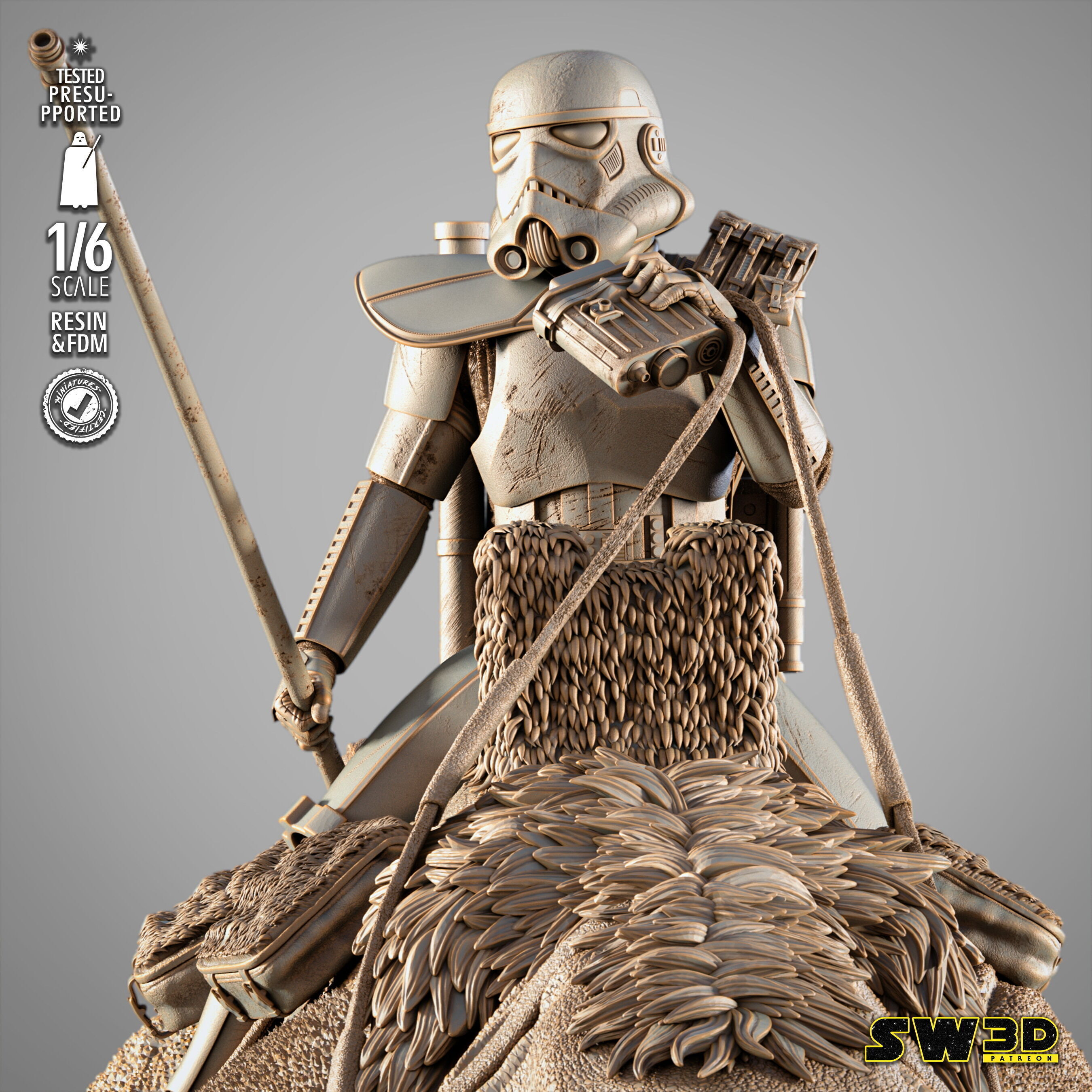 STAR WARS Sand Trooper in Dewback Sculpture 3D print model_2