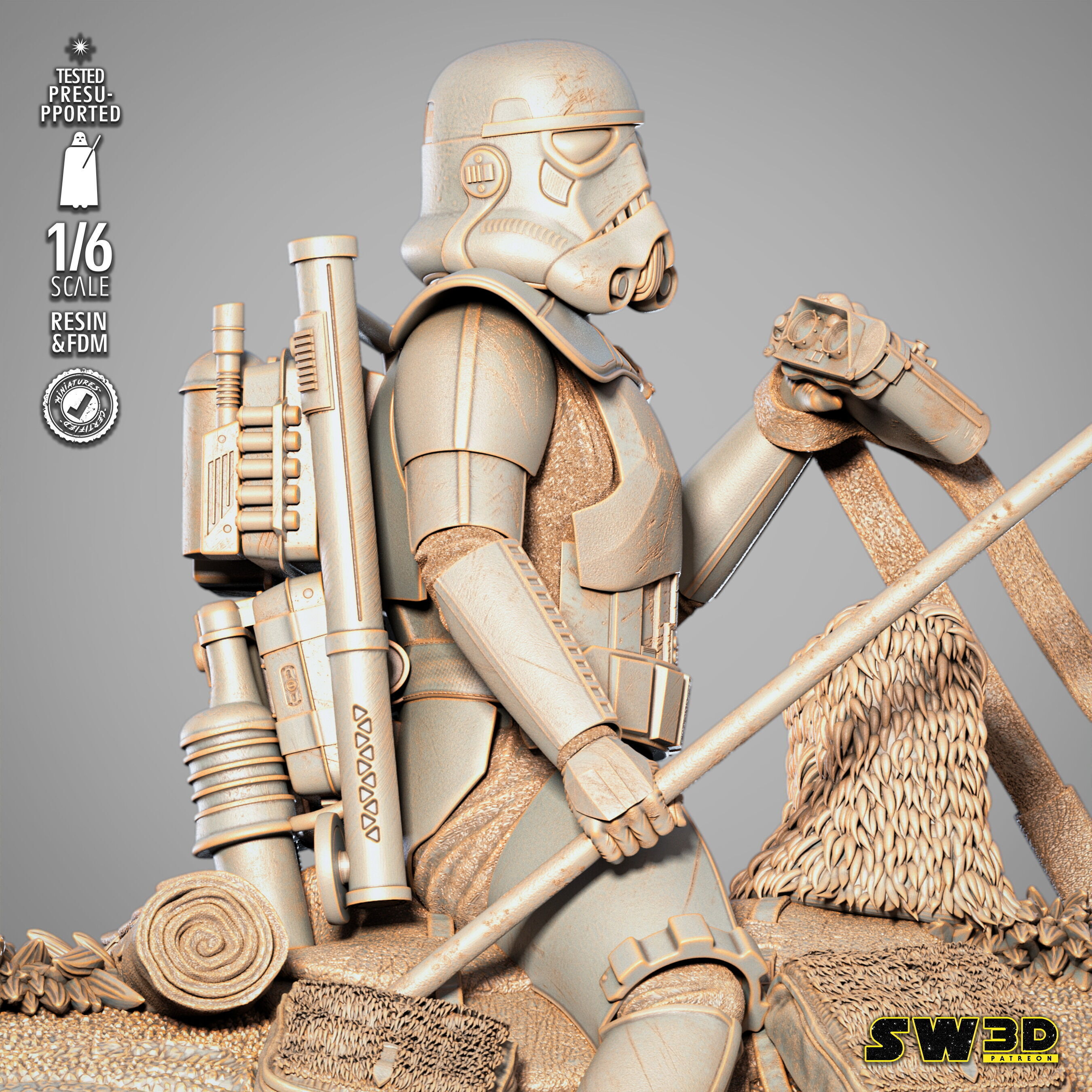 STAR WARS Sand Trooper in Dewback Sculpture 3D print model_29