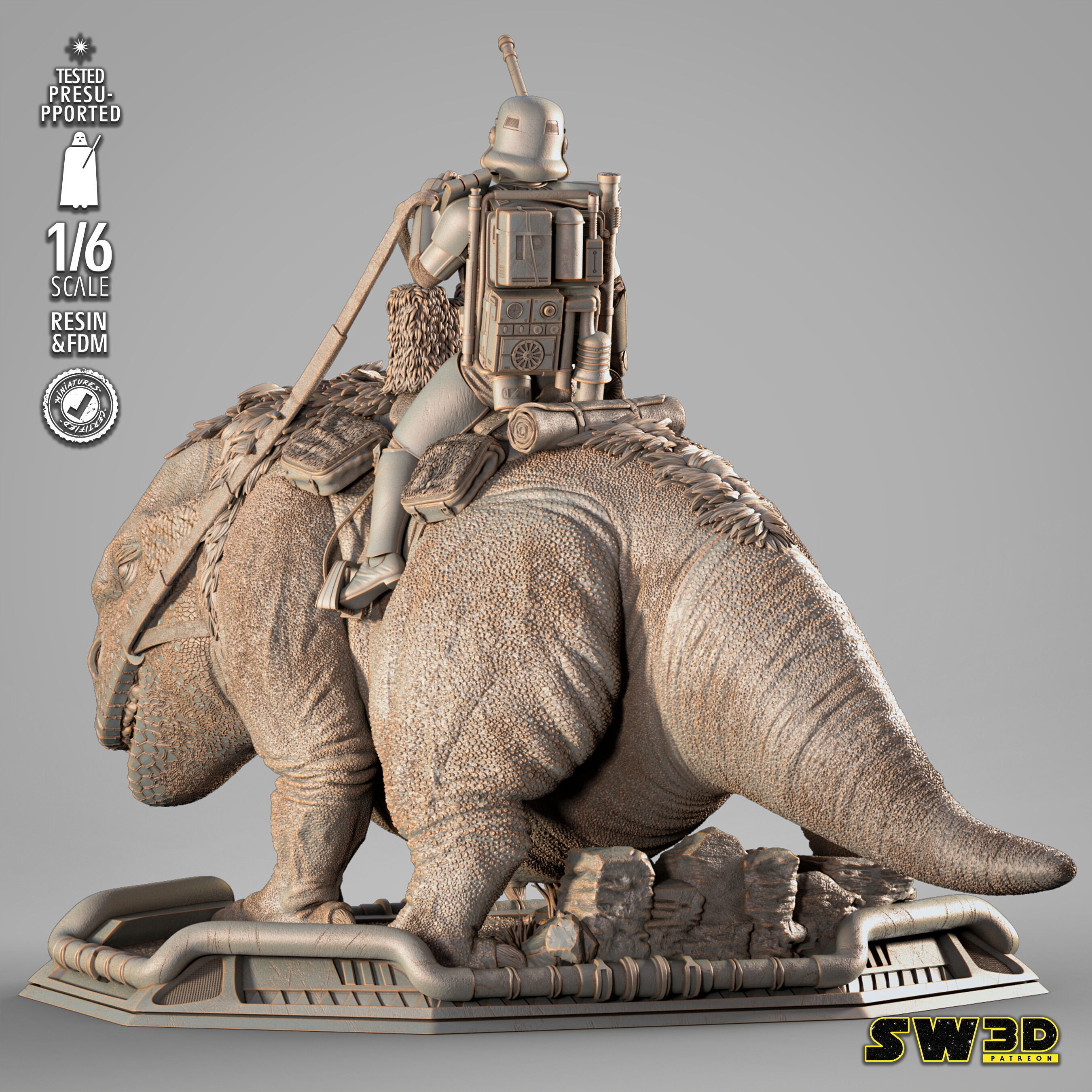 STAR WARS Sand Trooper in Dewback Sculpture 3D print model_1