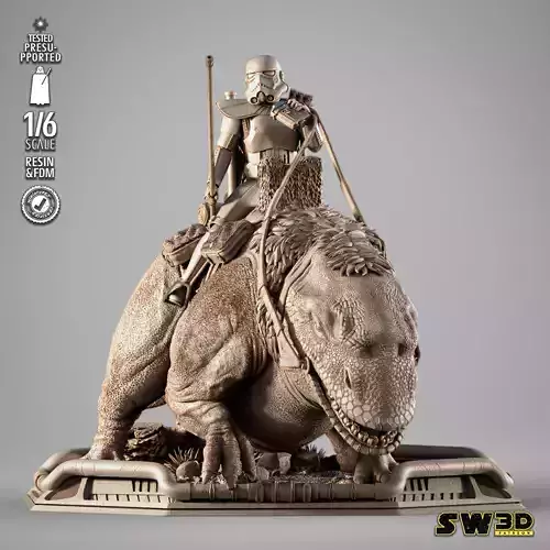 STAR WARS Sand Trooper in Dewback Sculpture 3D print model