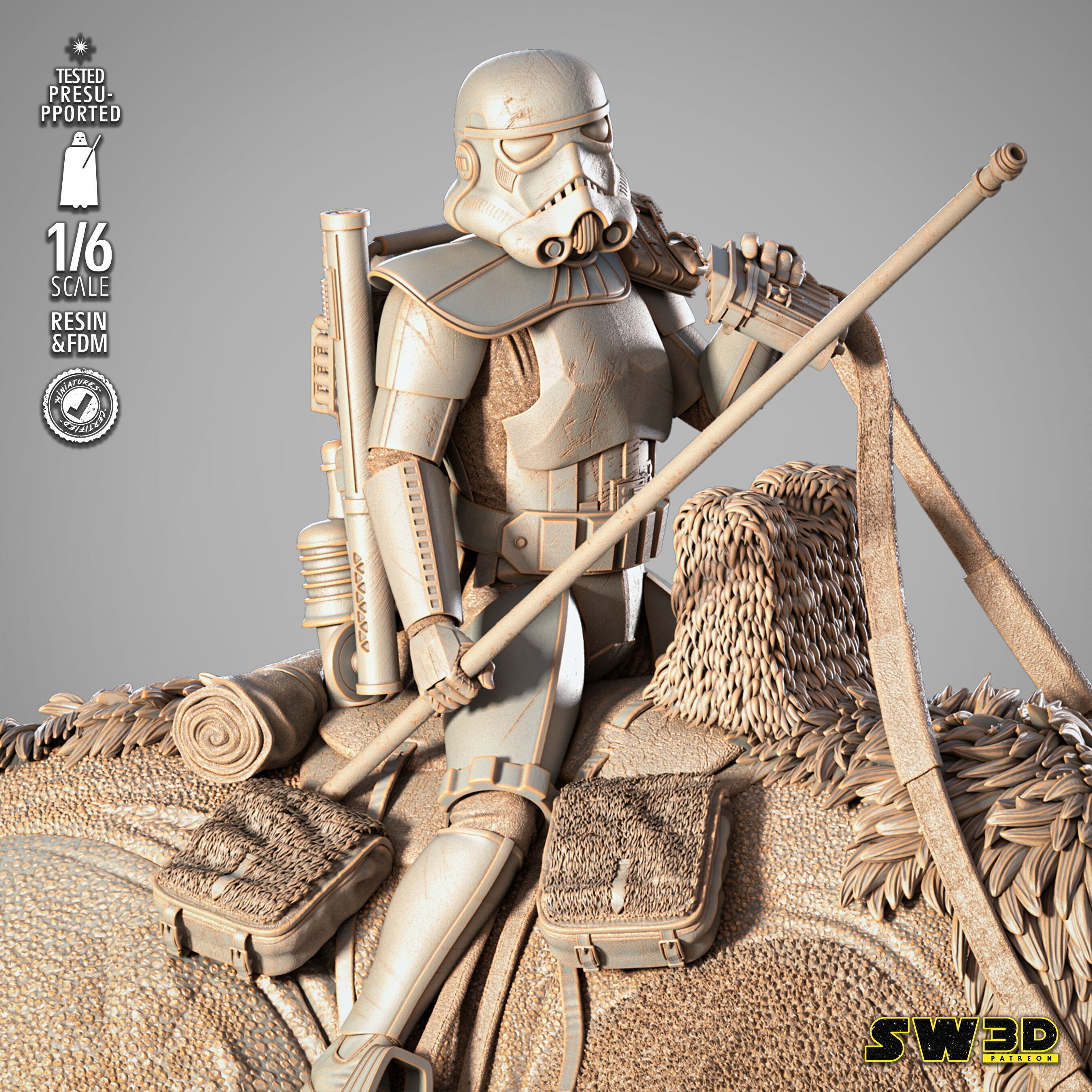 STAR WARS Sand Trooper in Dewback Sculpture 3D print model_26