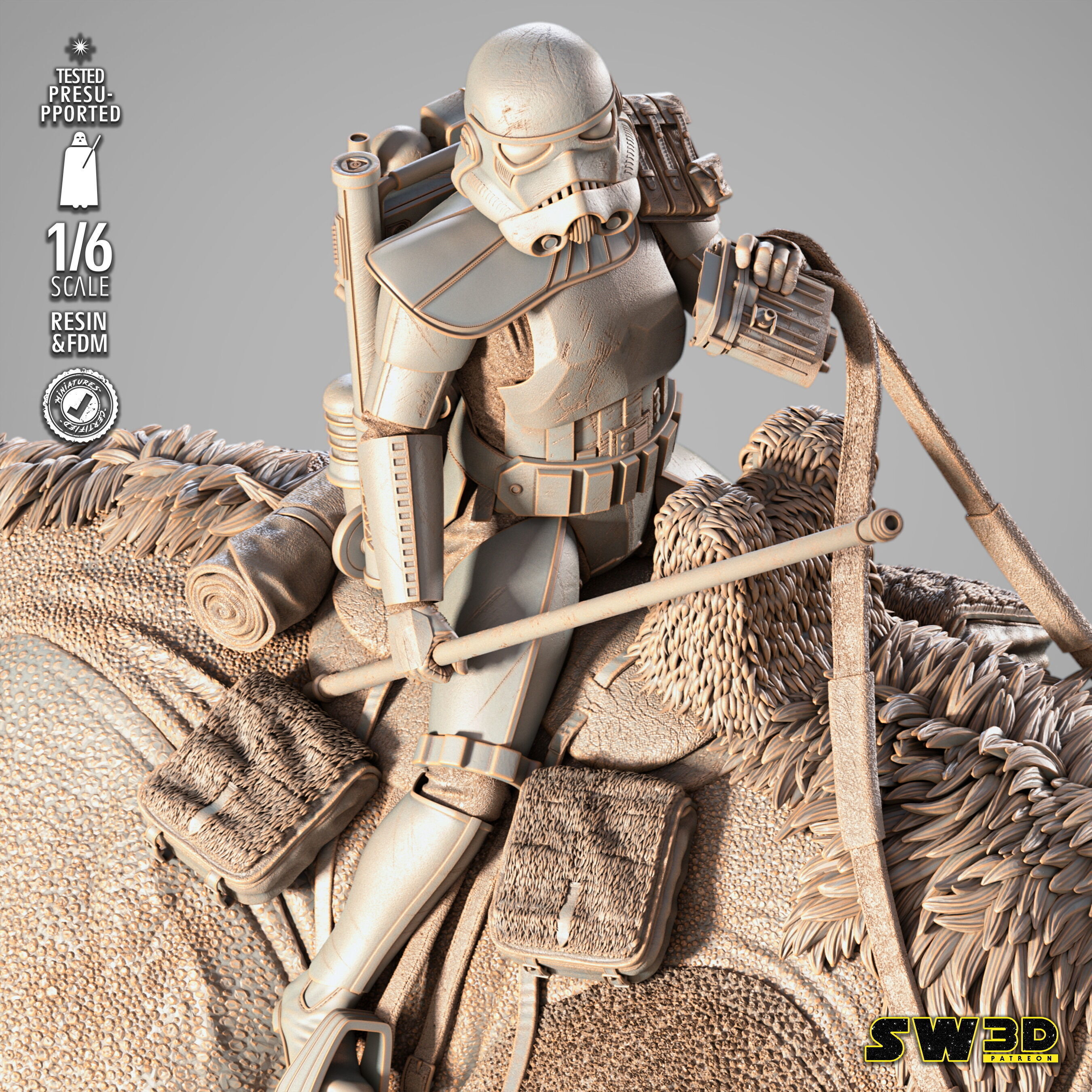 STAR WARS Sand Trooper in Dewback Sculpture 3D print model_15