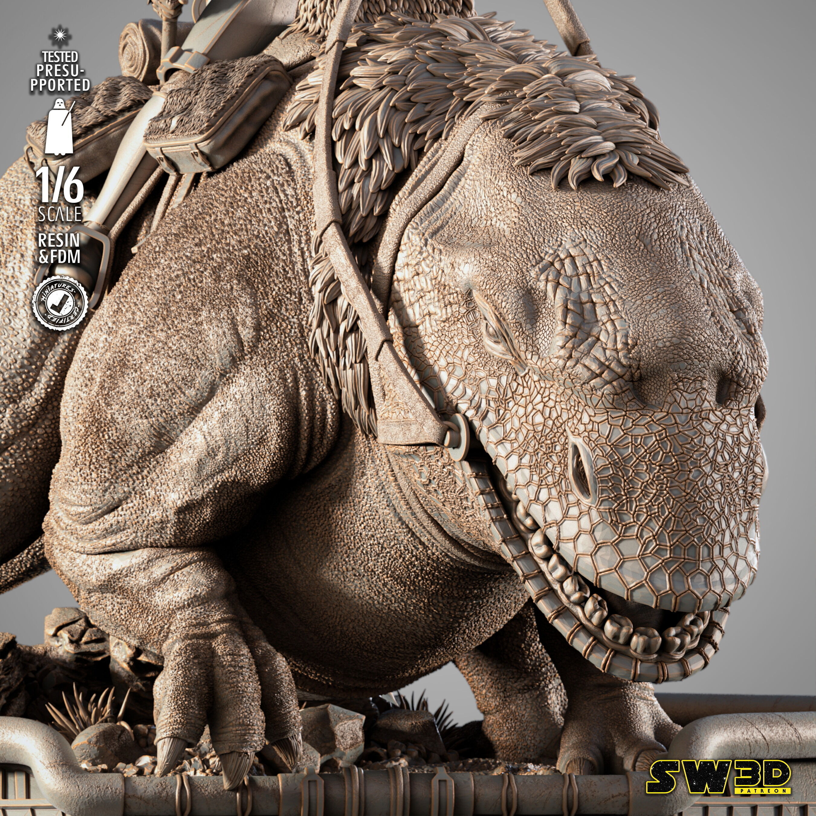 STAR WARS Sand Trooper in Dewback Sculpture 3D print model_22