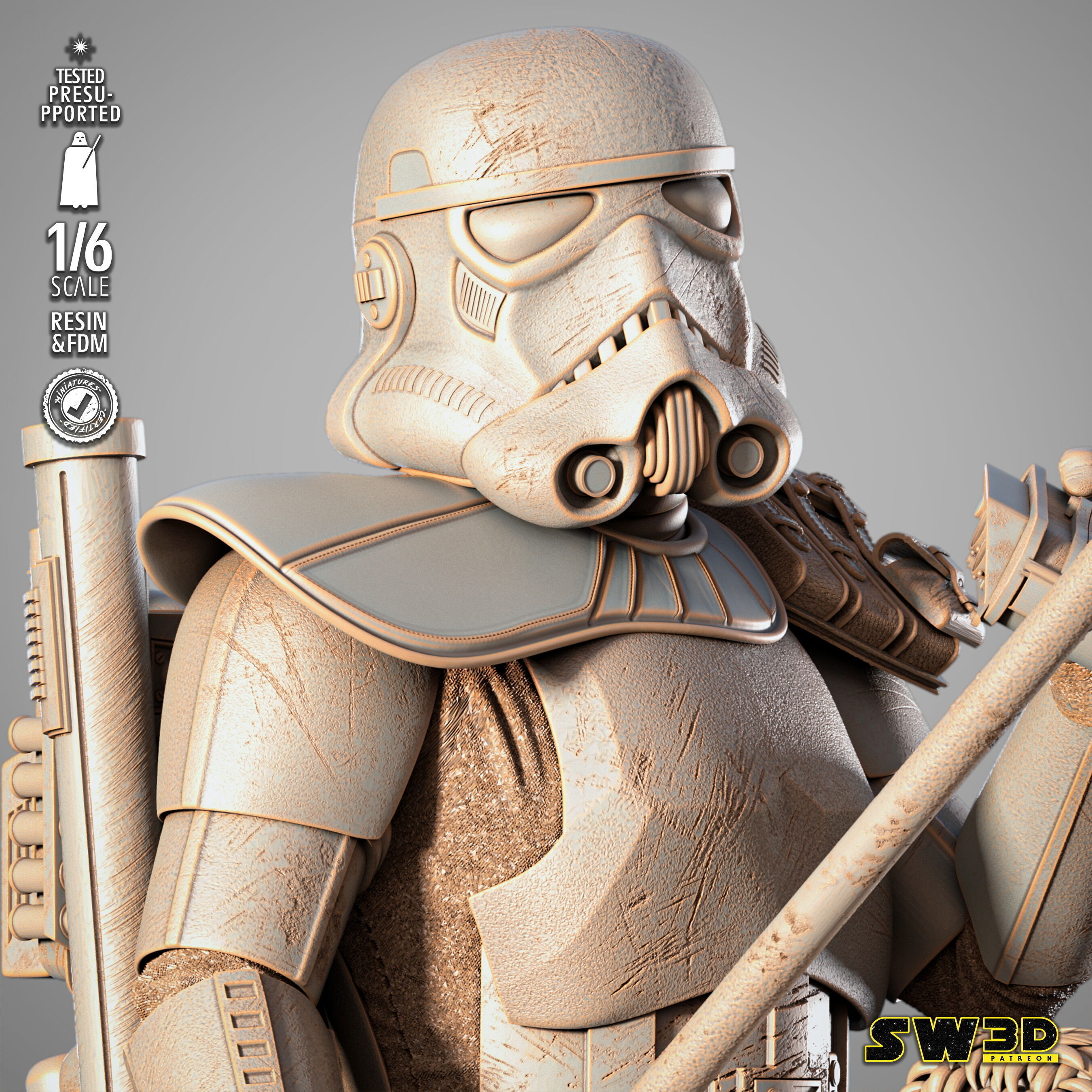 STAR WARS Sand Trooper in Dewback Sculpture 3D print model_21