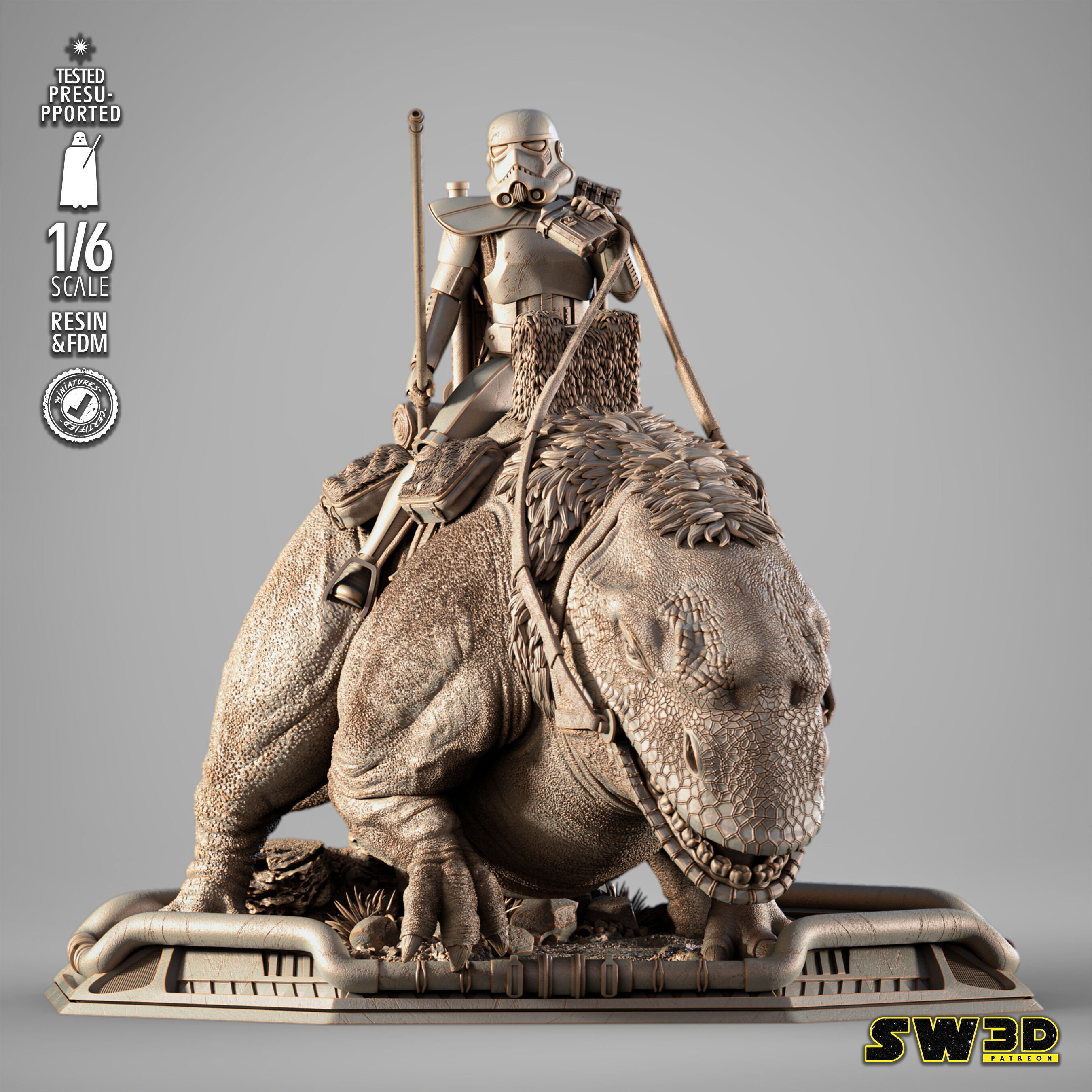 STAR WARS Sand Trooper in Dewback Sculpture 3D print model_24