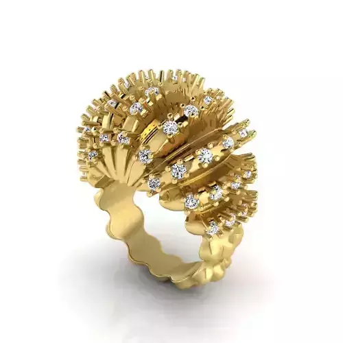 Crystal Fern Cocktail Ring Bottega Veneta 3D print model