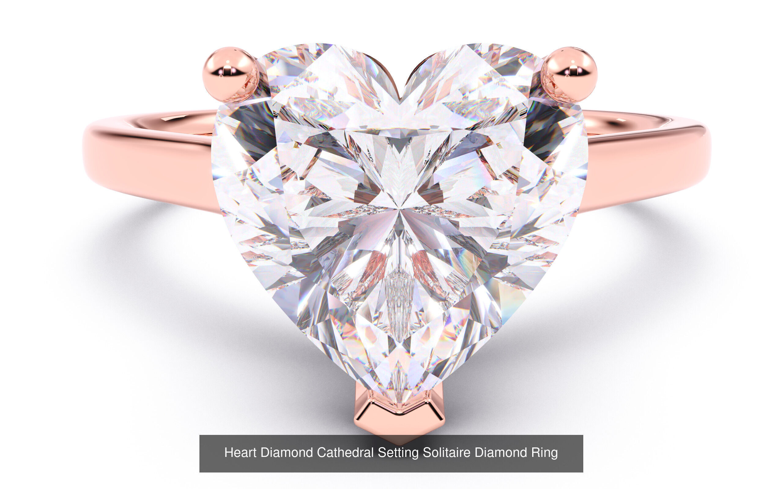 10 Diamond Shapes in Cathedral Setting Solitaire rings 3D Model Collection_7