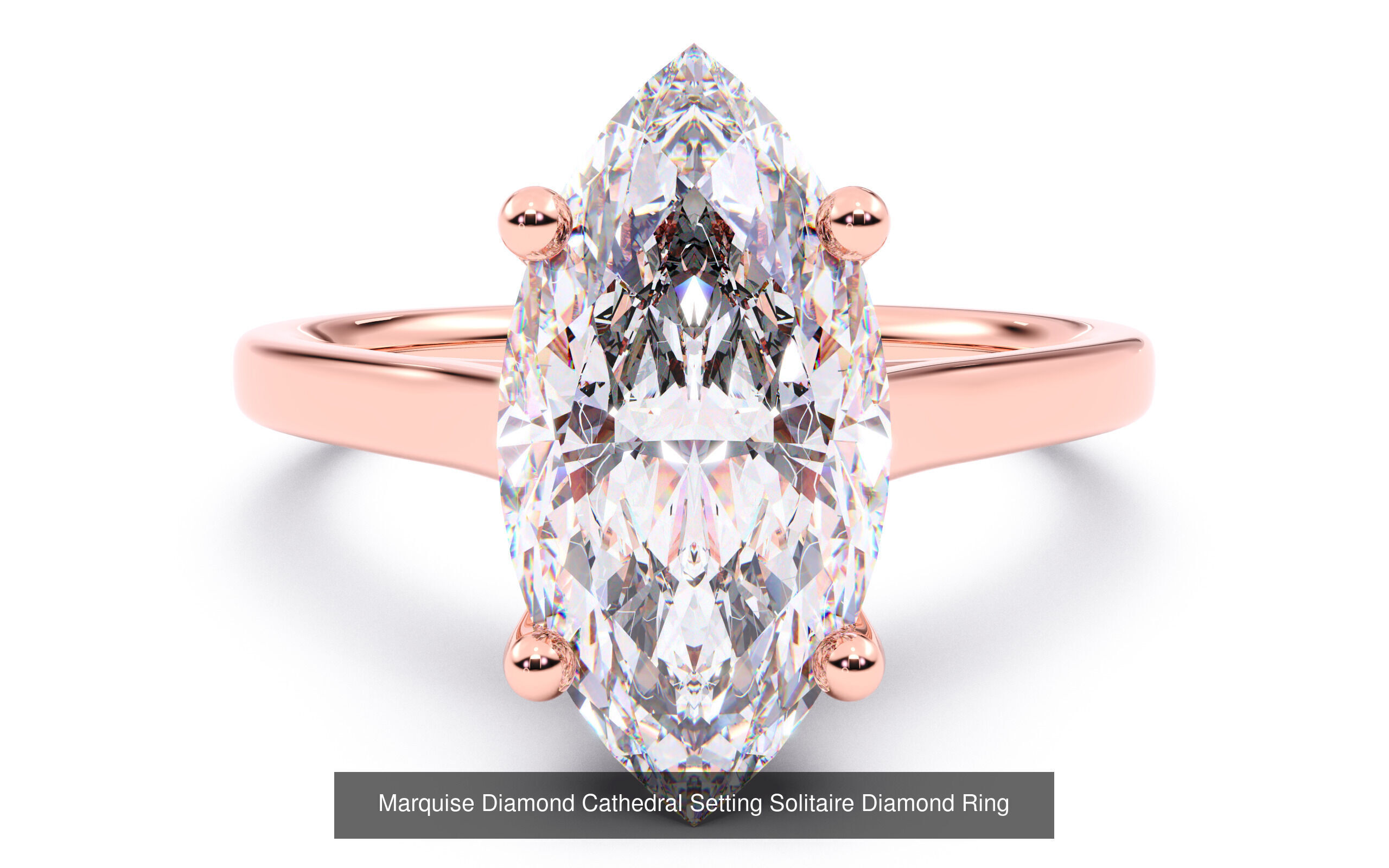 10 Diamond Shapes in Cathedral Setting Solitaire rings 3D Model Collection_6